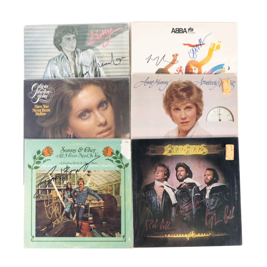 ABBA, Barry Manilow, Cher, Bee Gees and Other Signed Vinyl Pop Records