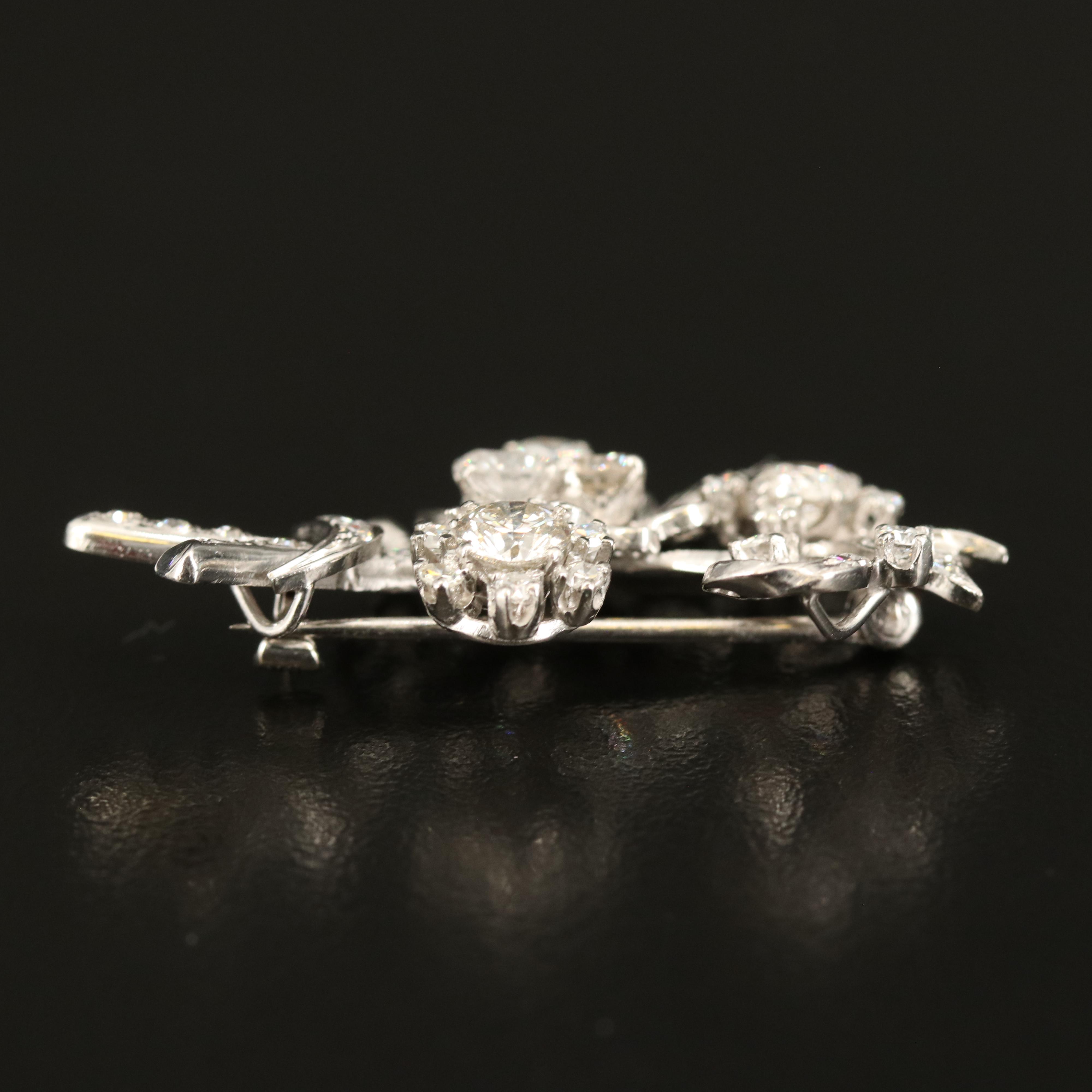 Vintage Platinum 2.78 CTW Diamond Bouquet Converter Brooch