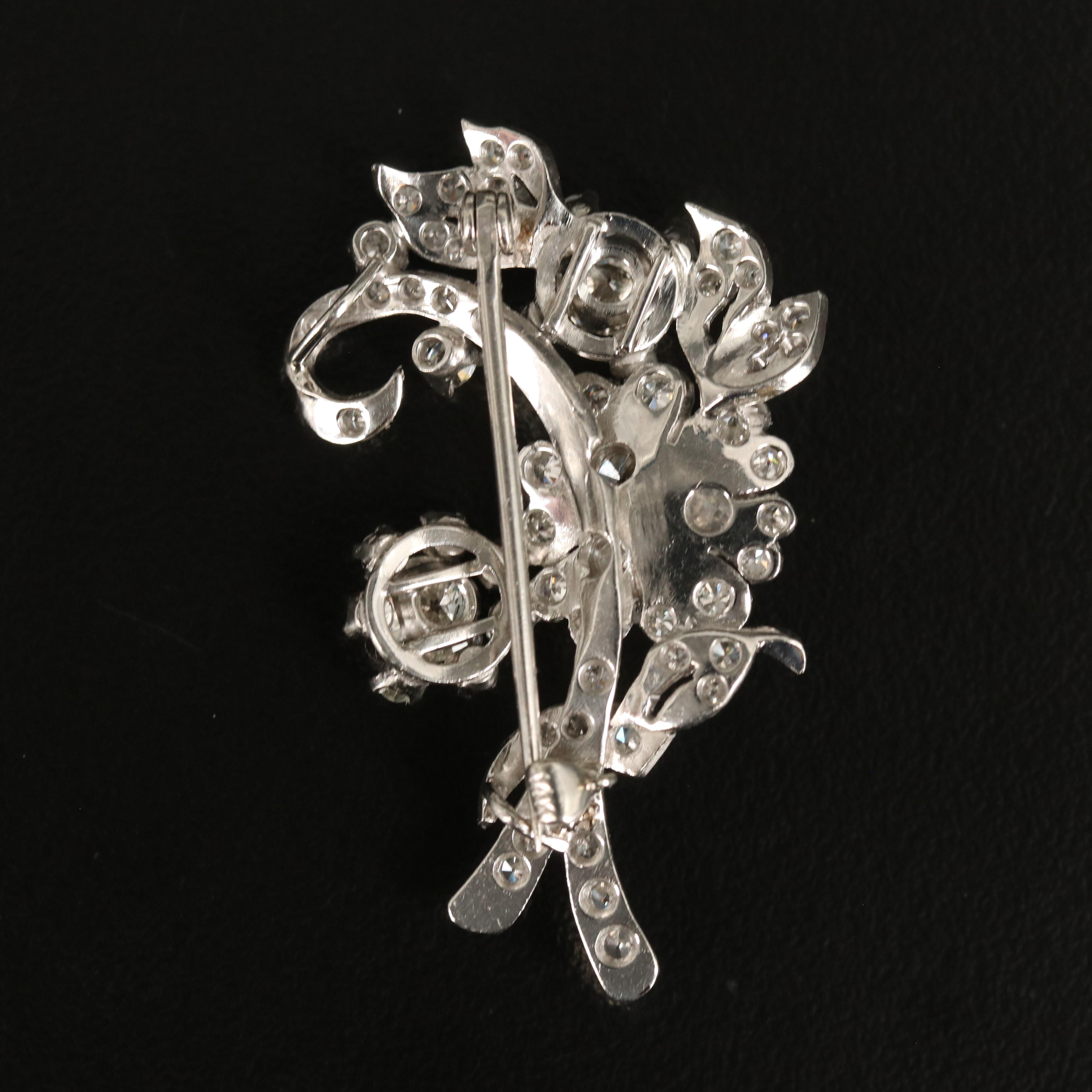 Vintage Platinum 2.78 CTW Diamond Bouquet Converter Brooch