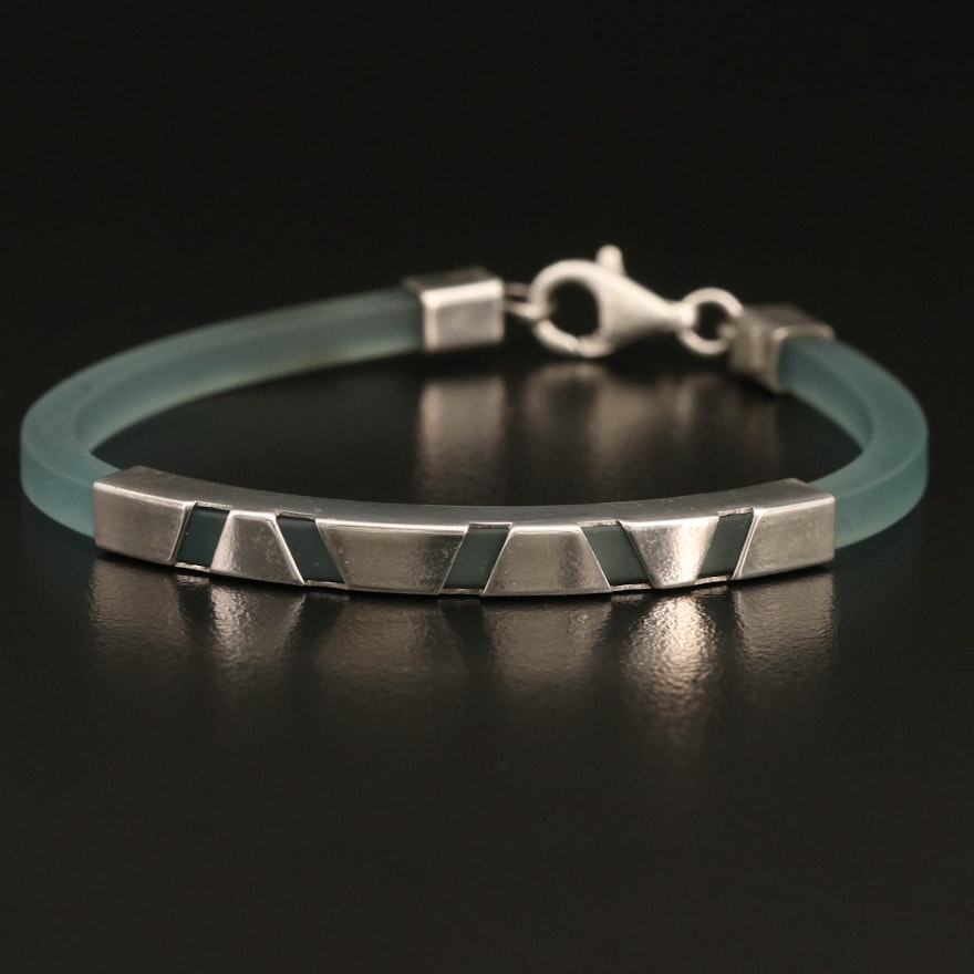 Italian Sterling and Acrylic Bracelet