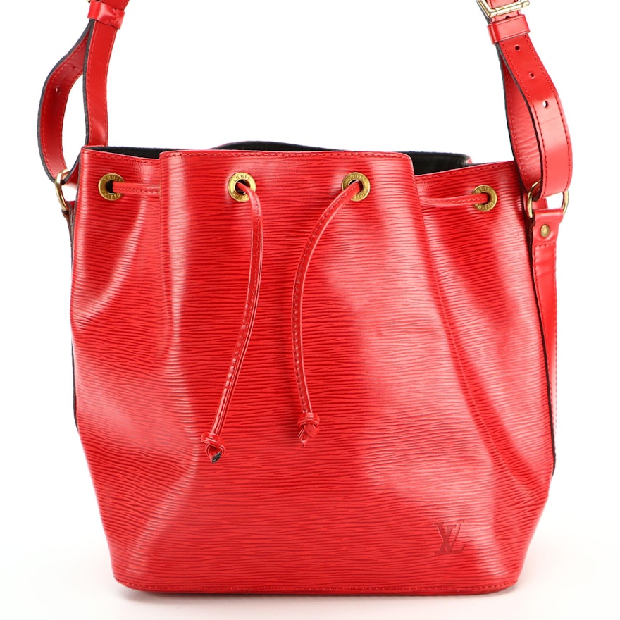 Louis Vuitton Petite Noé Bucket Bag in Castilian Red Epi and Smooth Leather