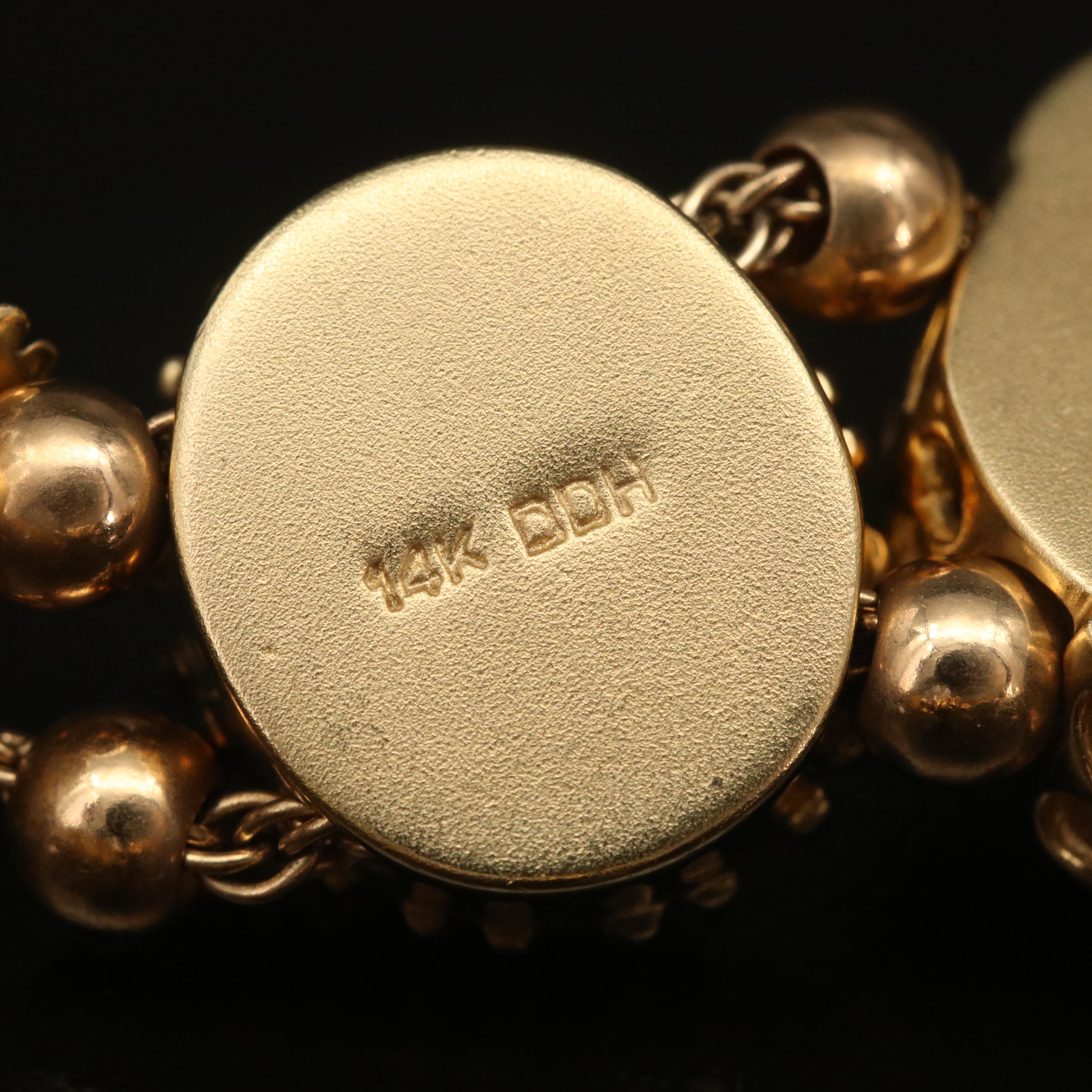 Vintage 14K Gemstone Slide Bracelet Including Topaz, Ruby, and Diamond