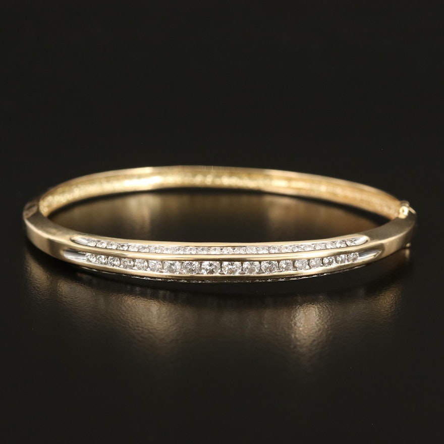 14K 2.00 CTW Diamond Hinged Bangle