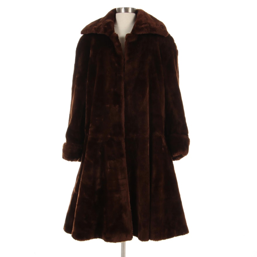 Italian Brown Faux Fur Coat