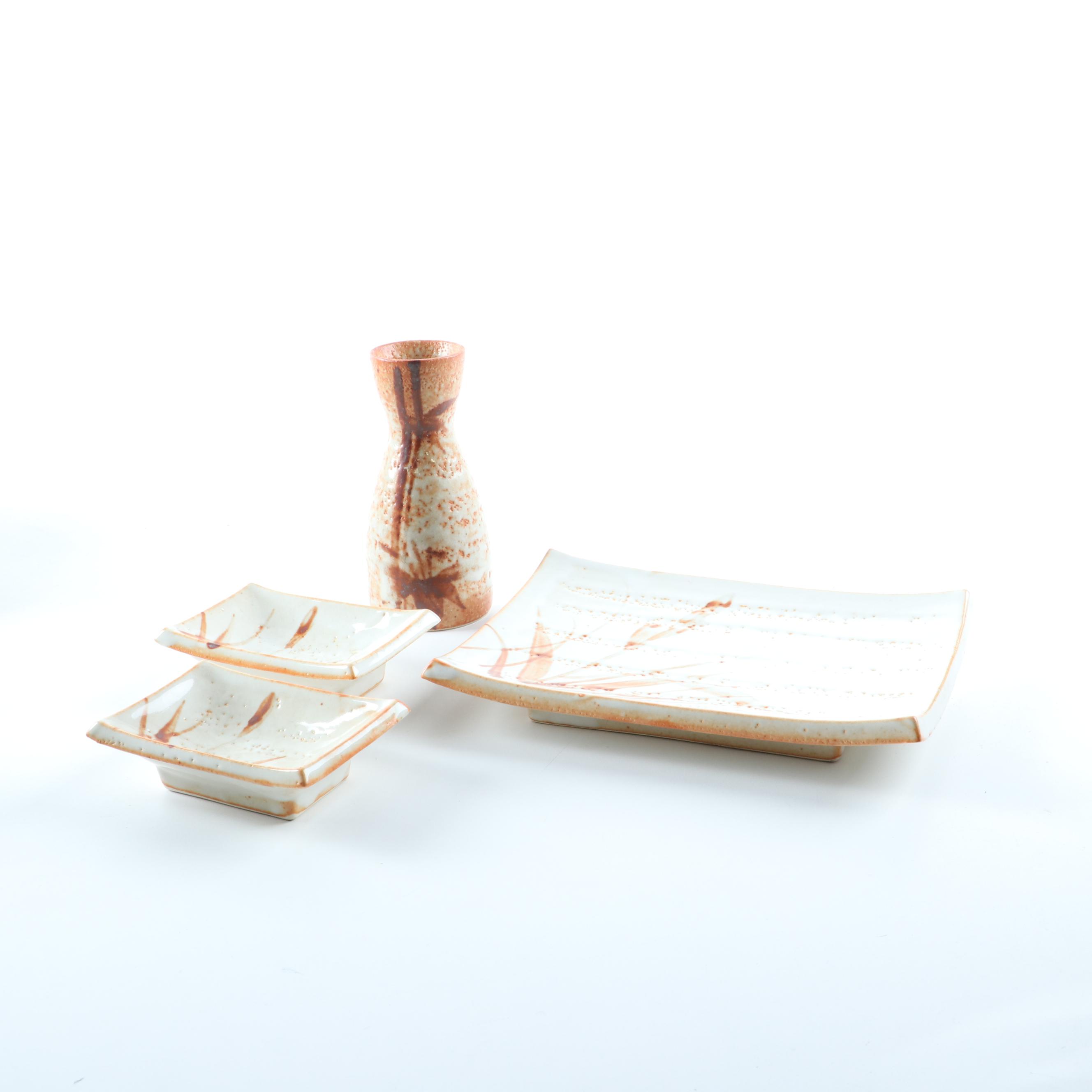 Chinese Glazed Pottery Tea Set and Dinnerware, Late 20th Century