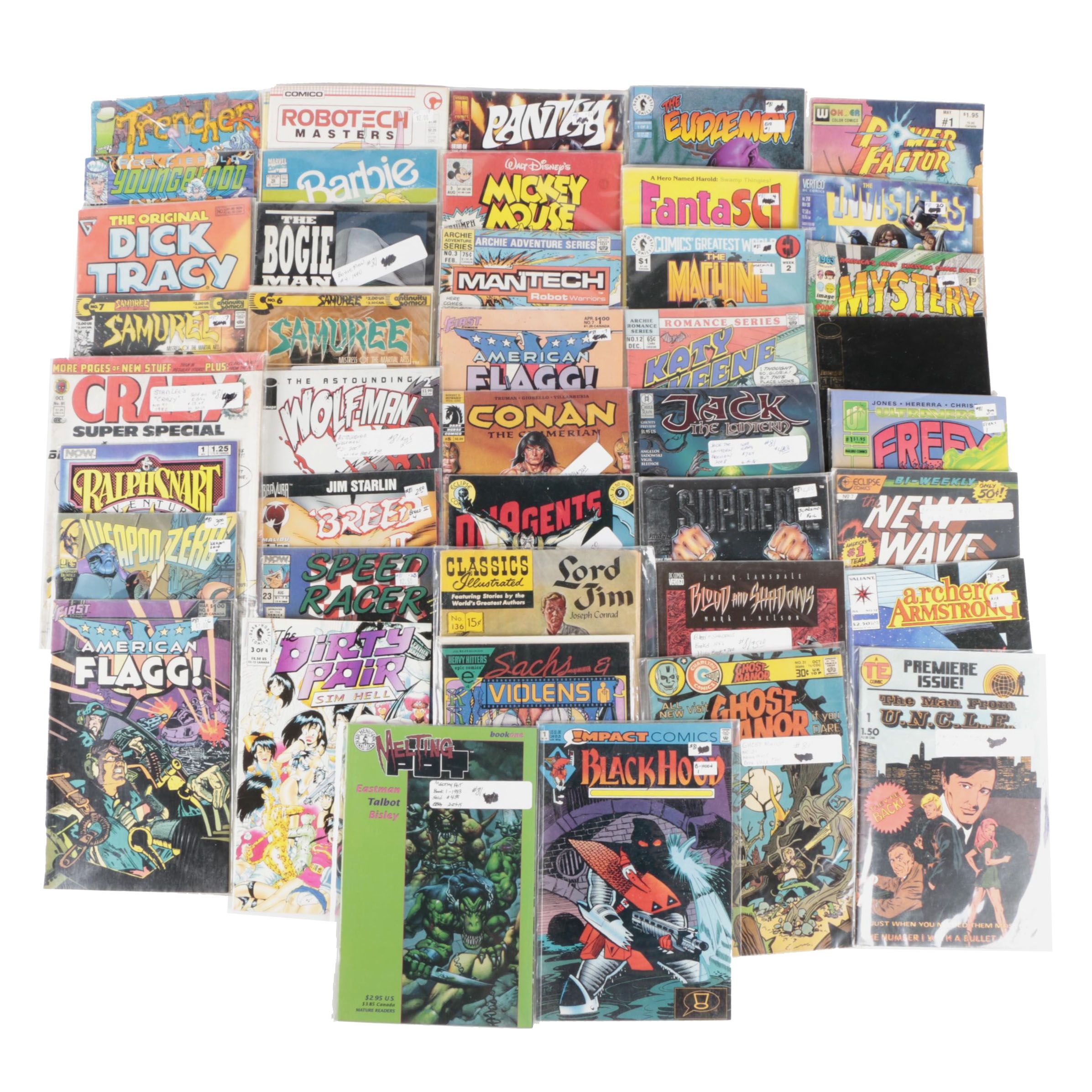 Bronze to Modern Age Comics with First Issues of "Black Hood" and "Melting Pot"