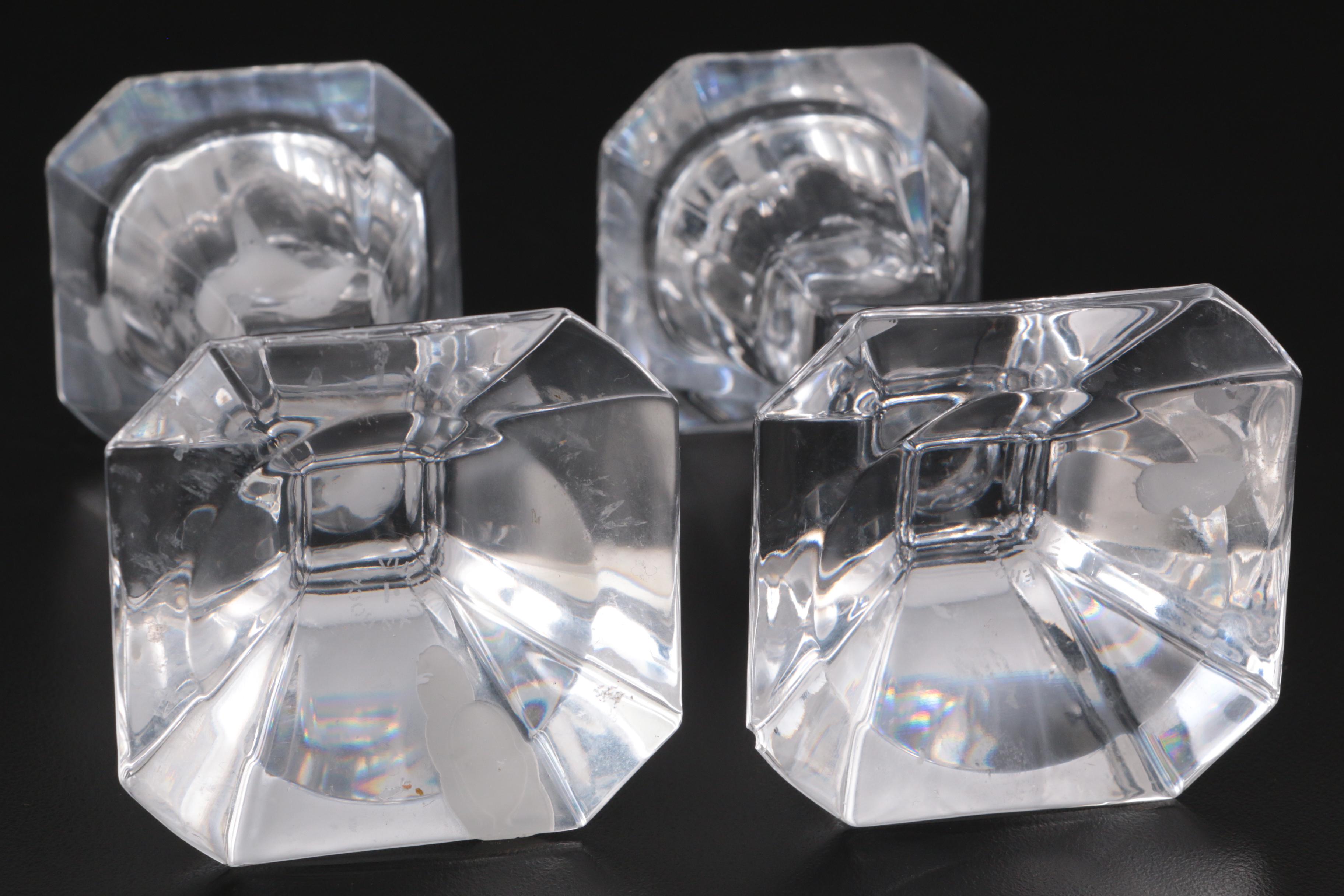 Orrefors "Corona" Crystal Bowl with Other Crystal Candlesticks and Lidded Box