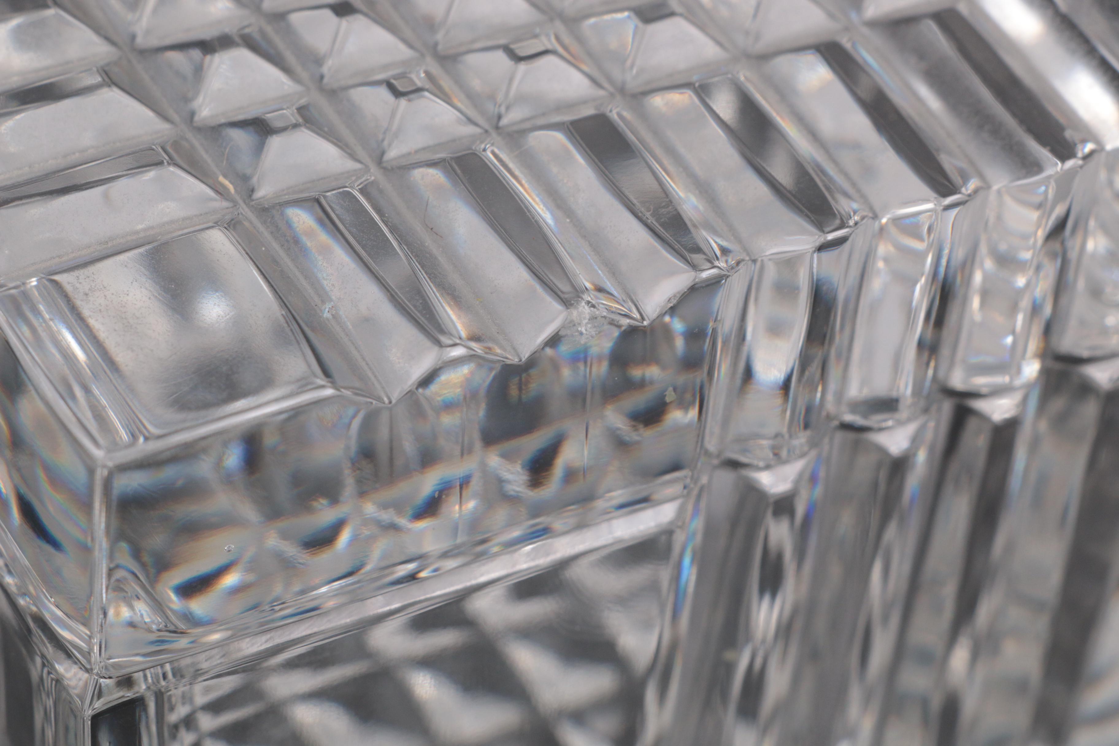 Orrefors "Corona" Crystal Bowl with Other Crystal Candlesticks and Lidded Box