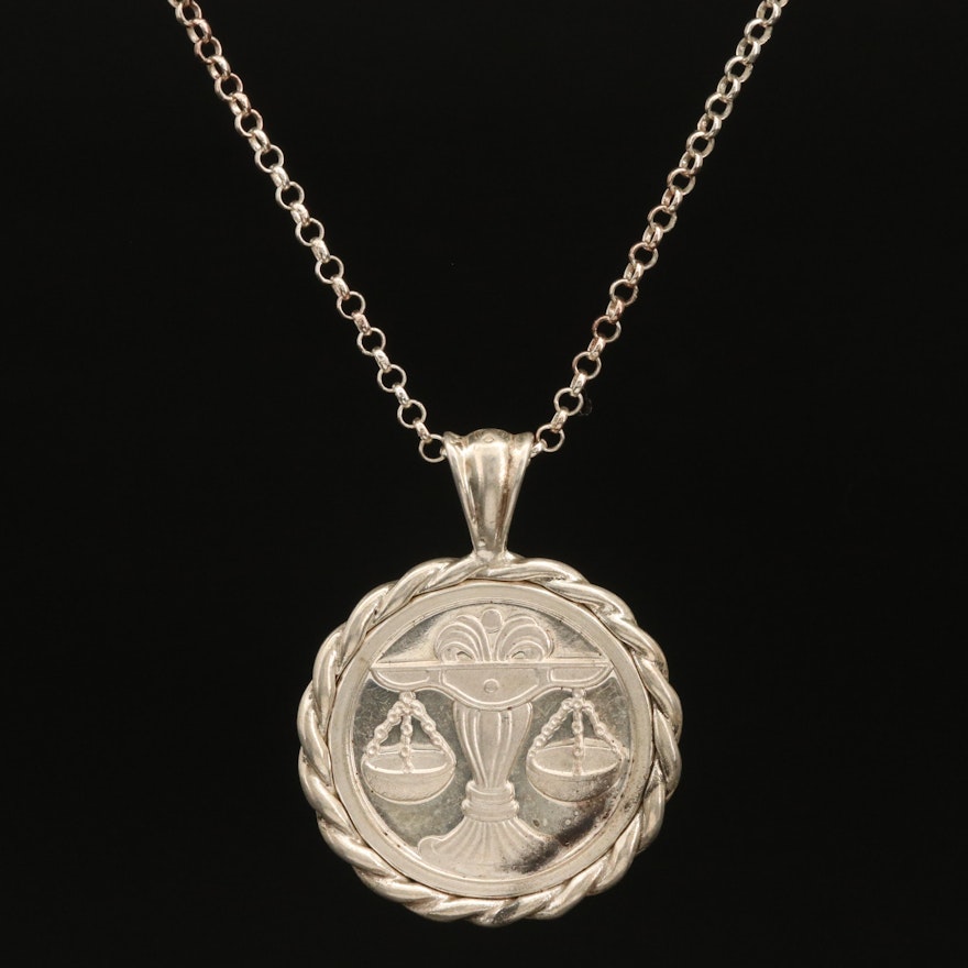 Sterling Silver Libra Pendant Necklace