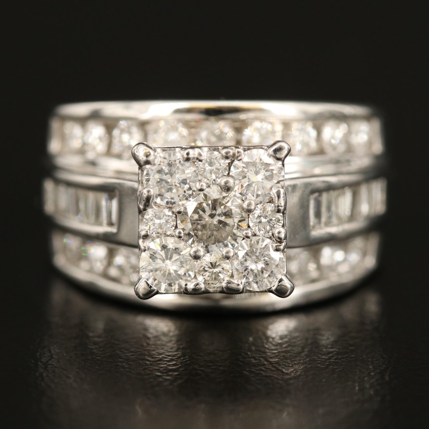 10K 2.00 CTW Diamond Cluster Ring