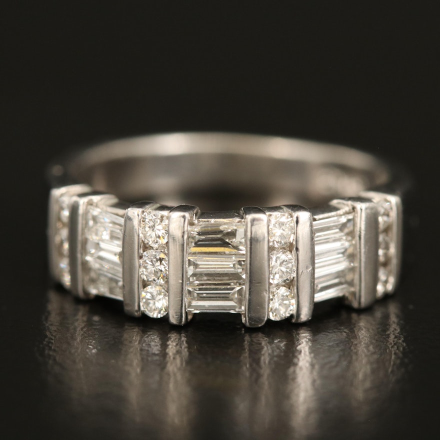 Platinum 1.00 CTW Diamond Multi-Row Ring