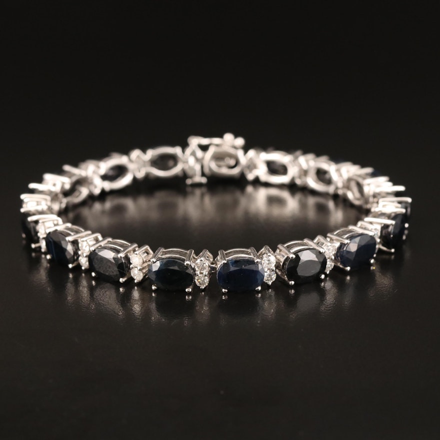 14K Sapphire and 1.75 CTW Diamond Bracelet