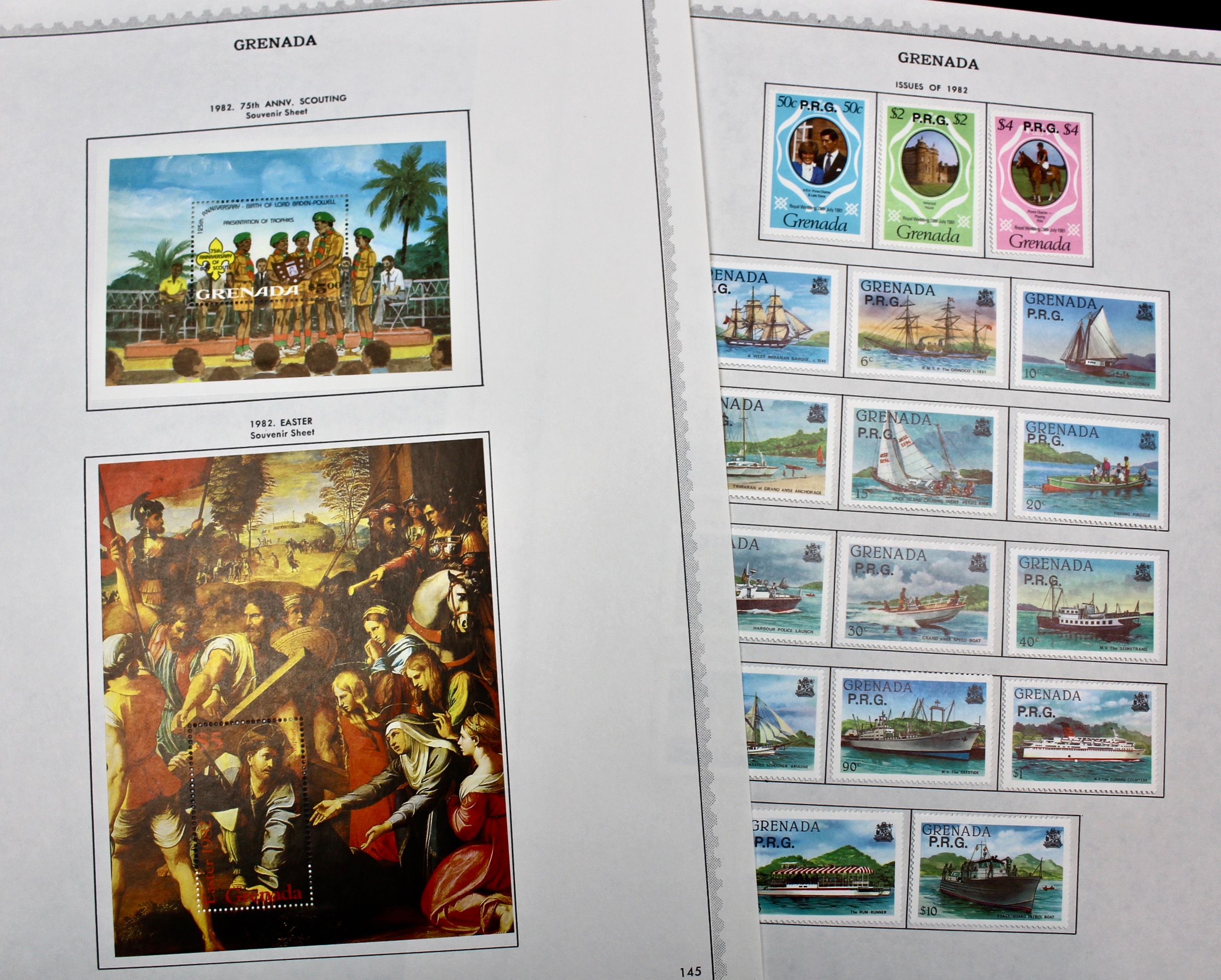 Mint Grenada Postage Stamp Singles, Blocks, and Souvenir Sheets