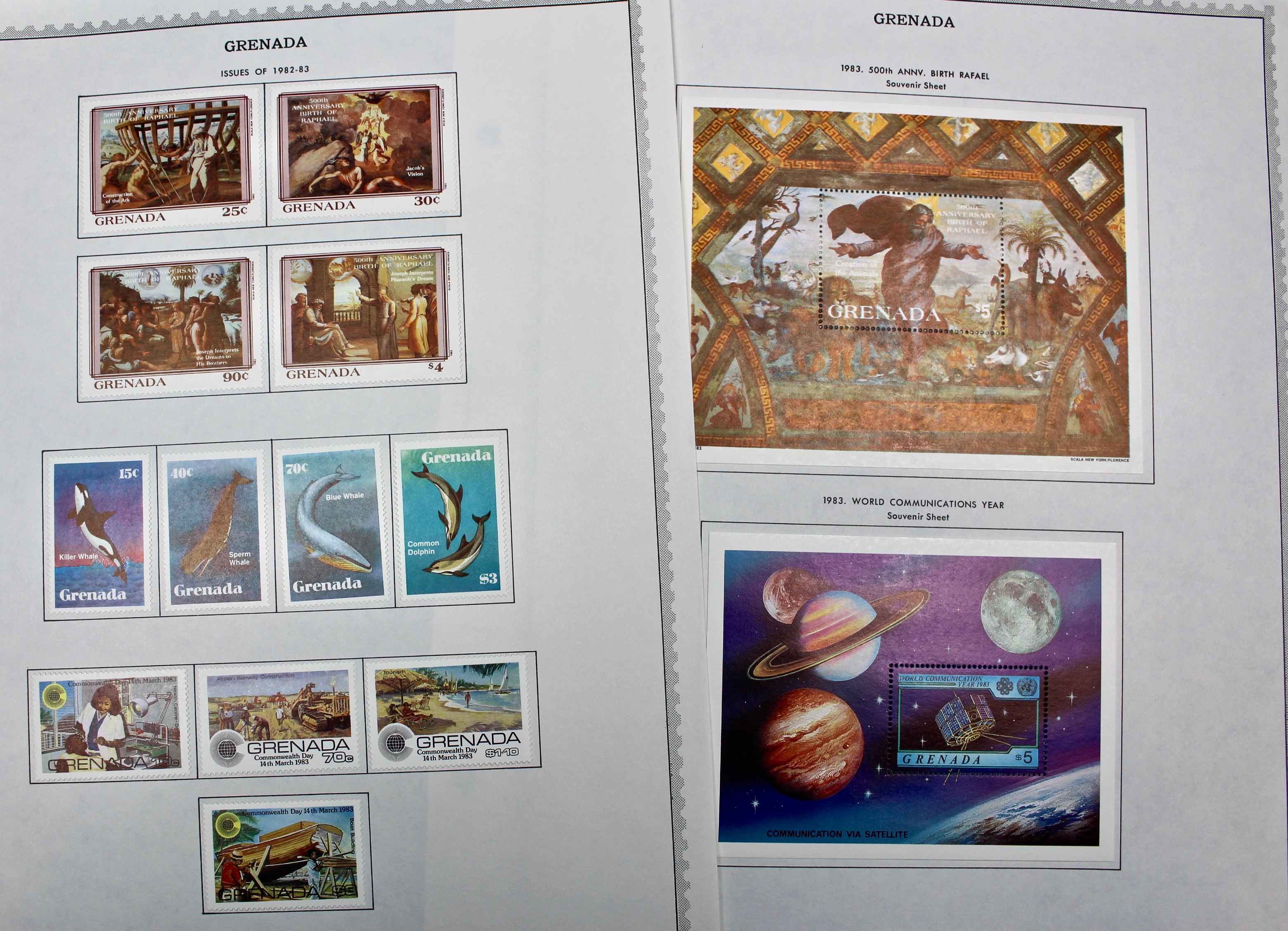 Mint Grenada Postage Stamp Singles, Blocks, and Souvenir Sheets