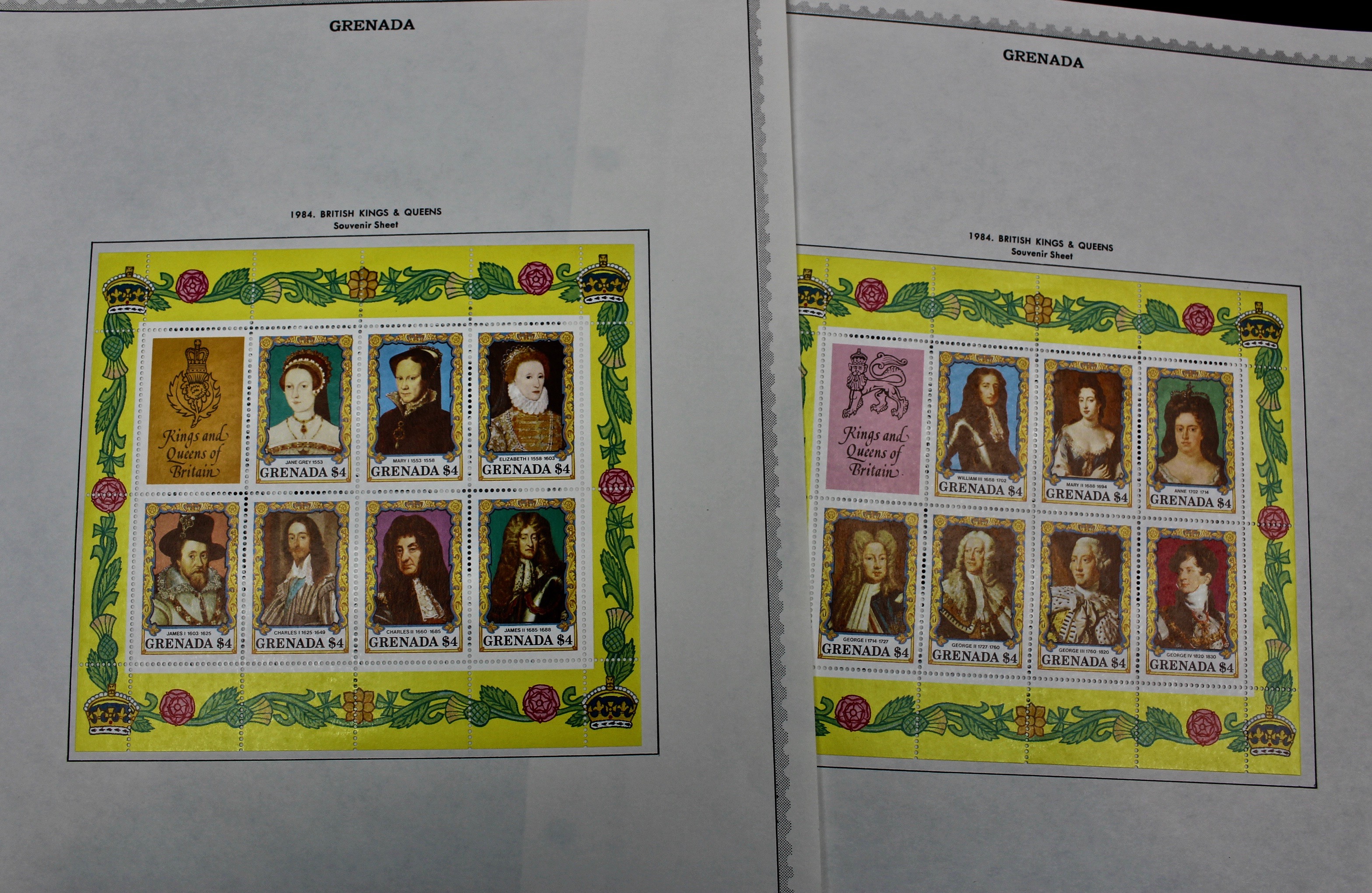 Mint Grenada Postage Stamp Singles, Blocks, and Souvenir Sheets