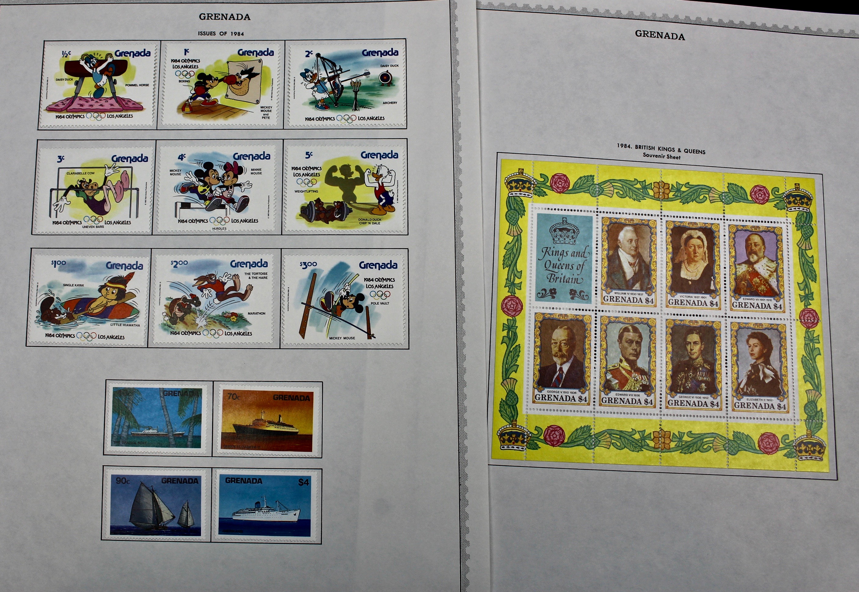 Mint Grenada Postage Stamp Singles, Blocks, and Souvenir Sheets