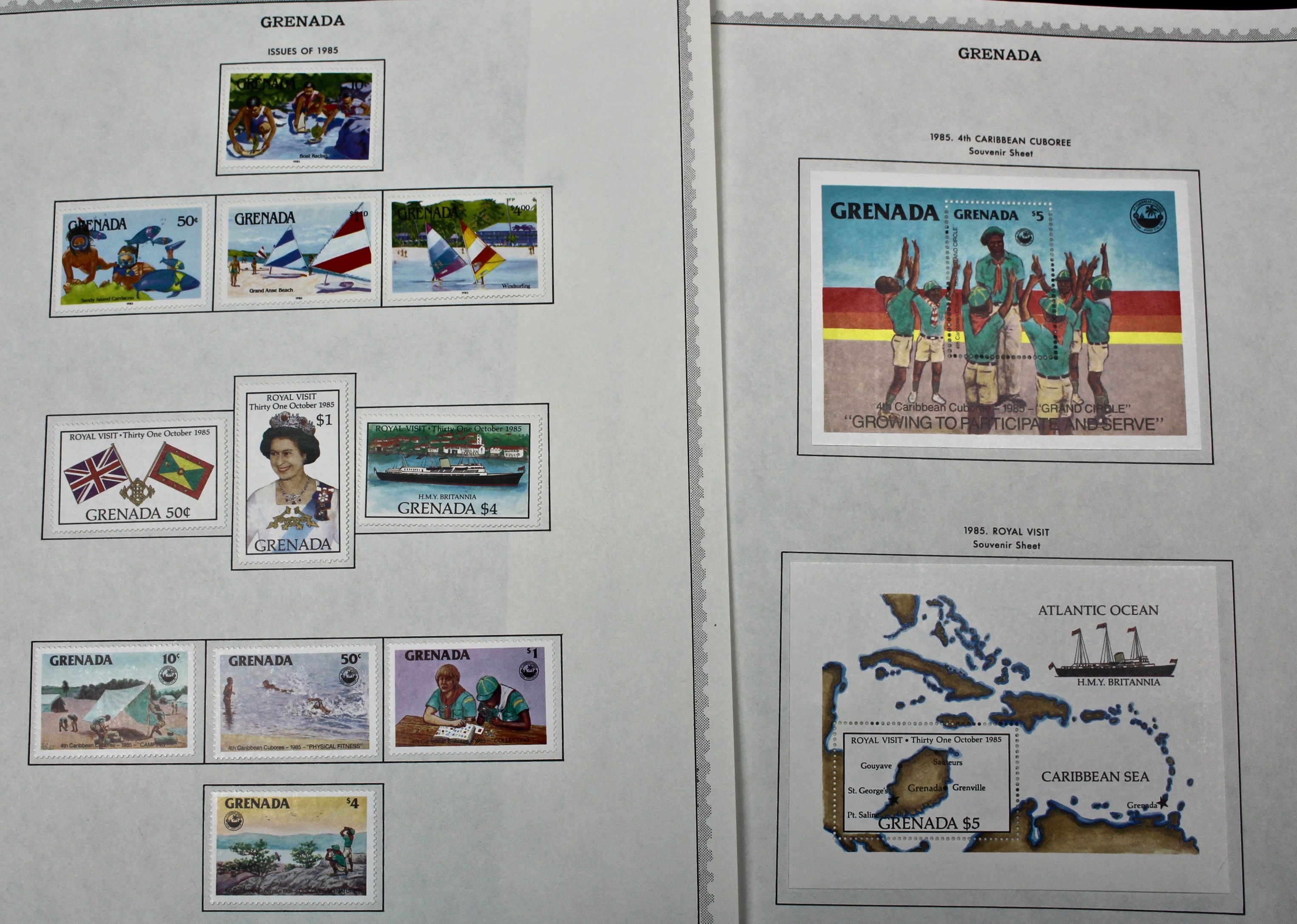 Mint Grenada Postage Stamp Singles, Blocks, and Souvenir Sheets