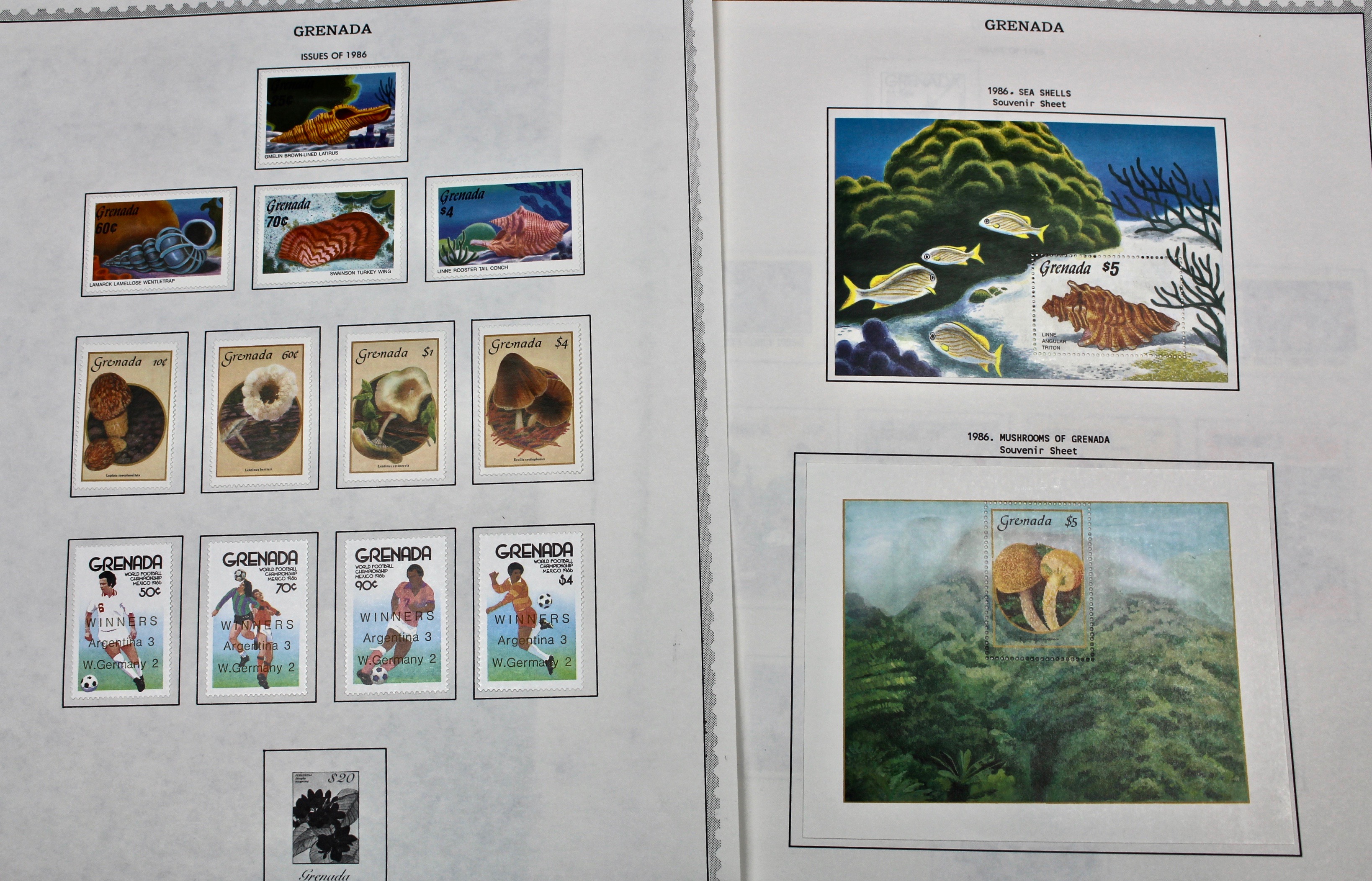 Mint Grenada Postage Stamp Singles, Blocks, and Souvenir Sheets