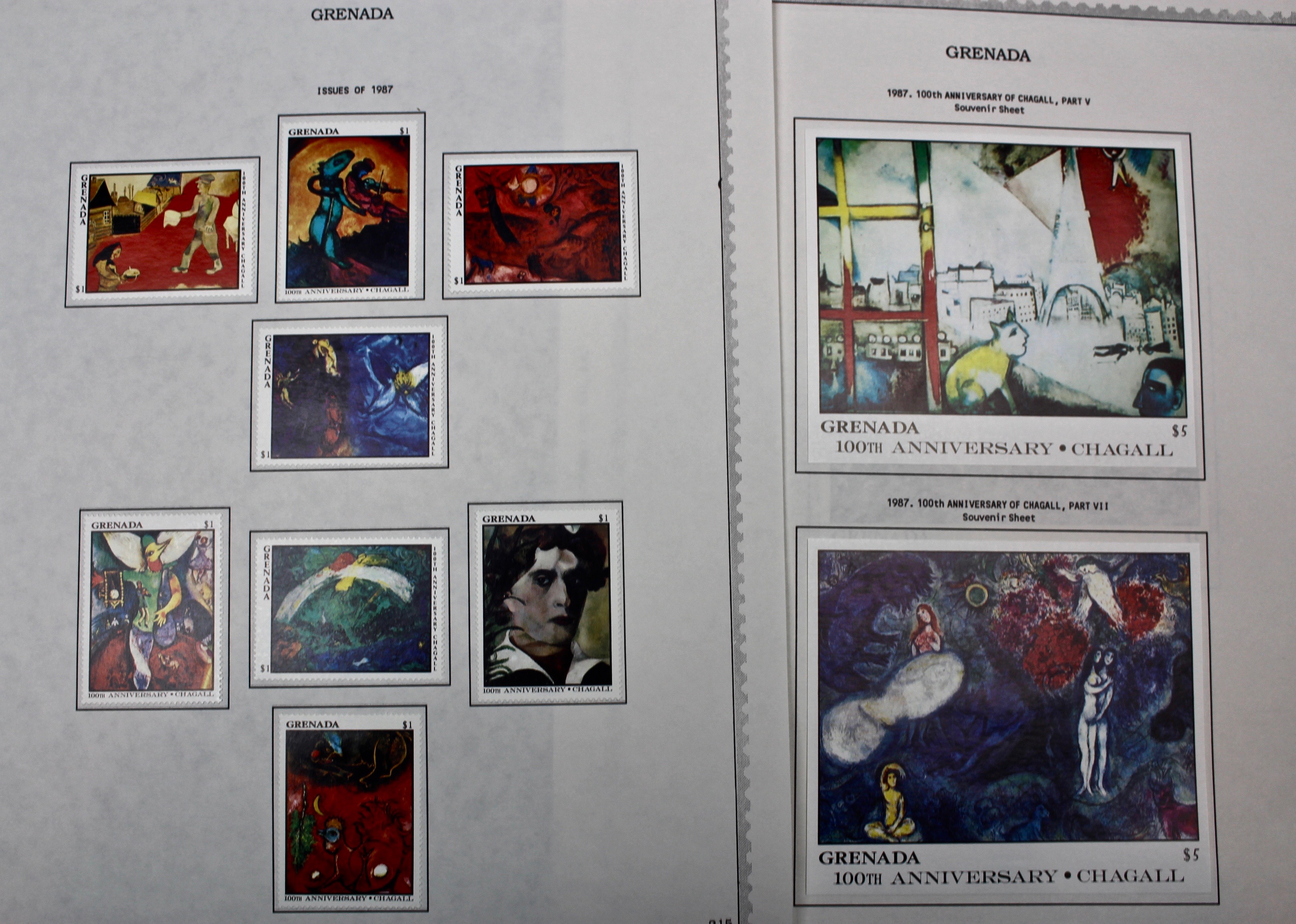 Mint Grenada Postage Stamp Singles, Blocks, and Souvenir Sheets