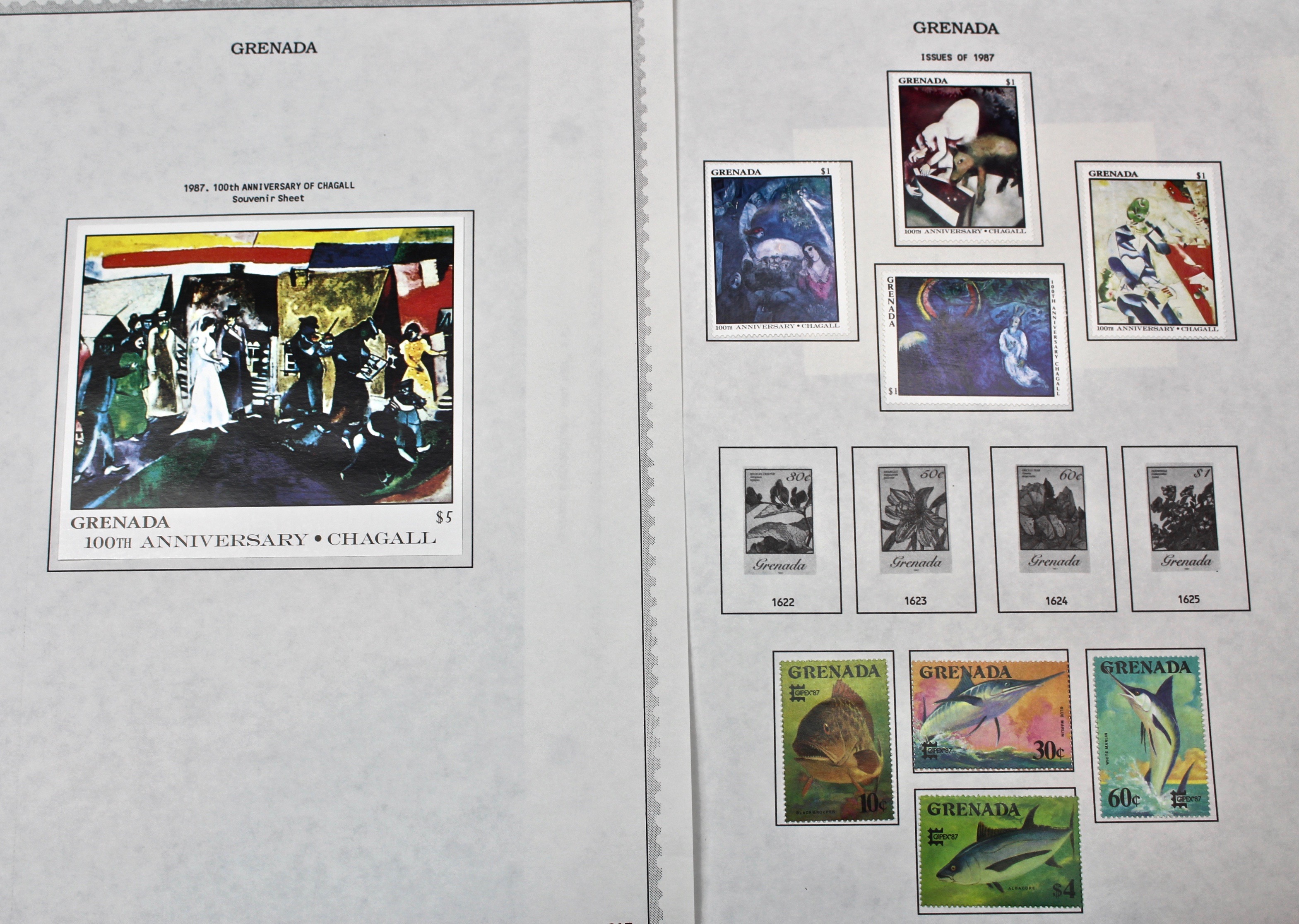 Mint Grenada Postage Stamp Singles, Blocks, and Souvenir Sheets