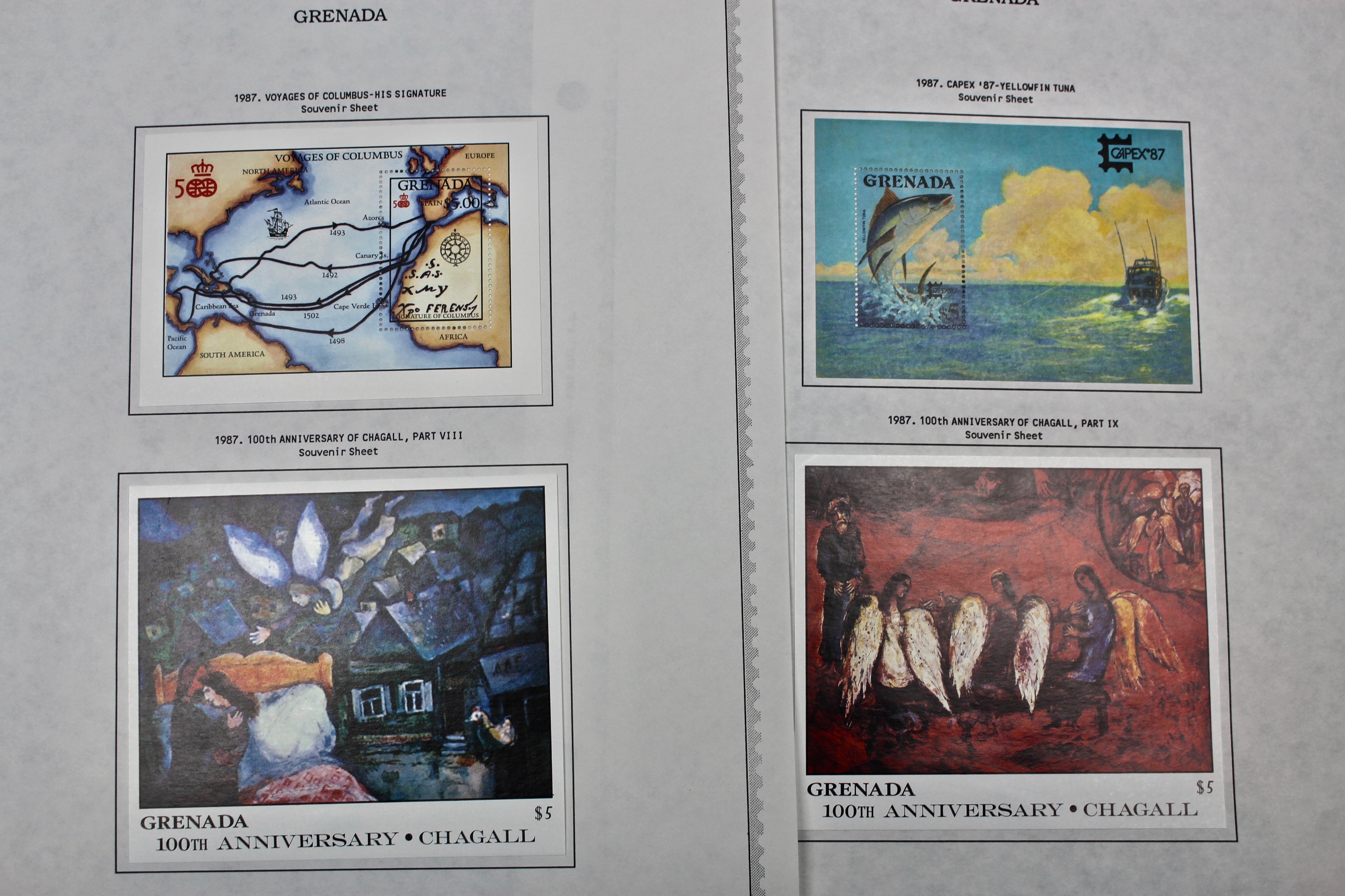 Mint Grenada Postage Stamp Singles, Blocks, and Souvenir Sheets