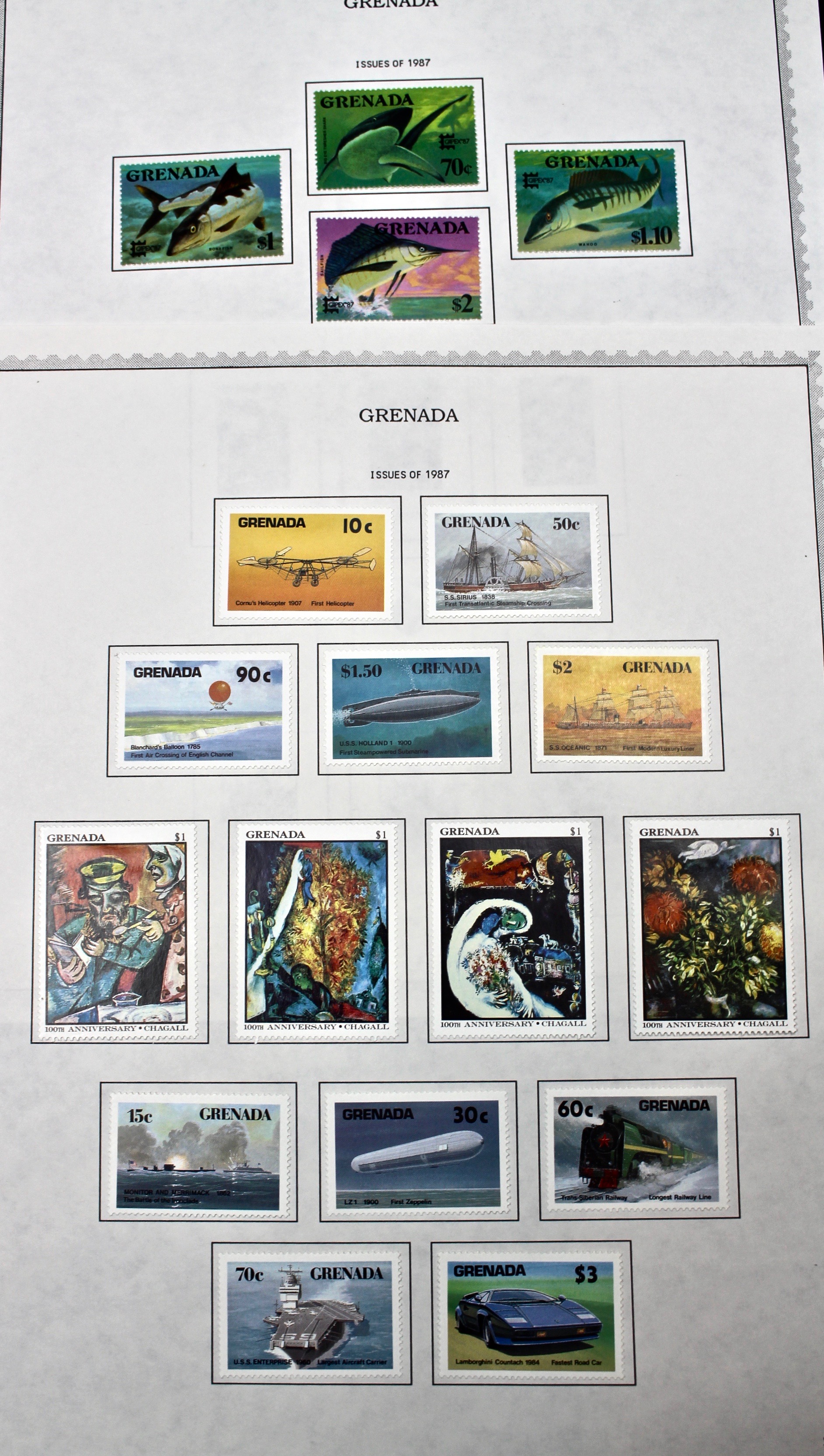 Mint Grenada Postage Stamp Singles, Blocks, and Souvenir Sheets