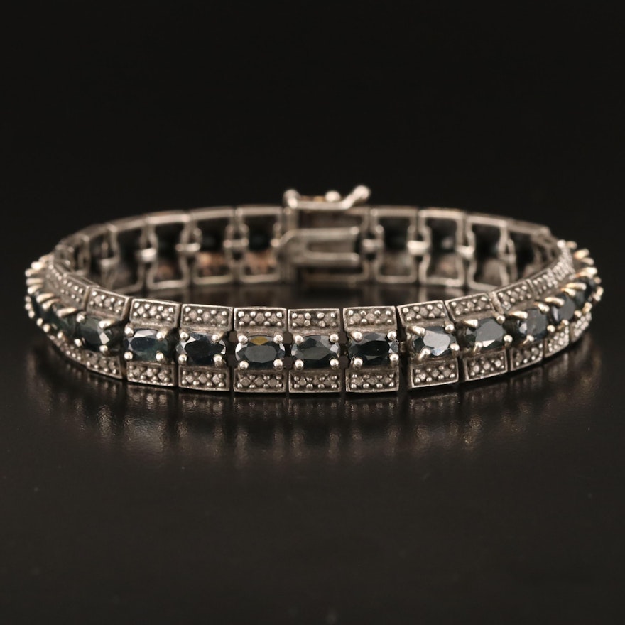 Sterling Sapphire and Diamond Bracelet