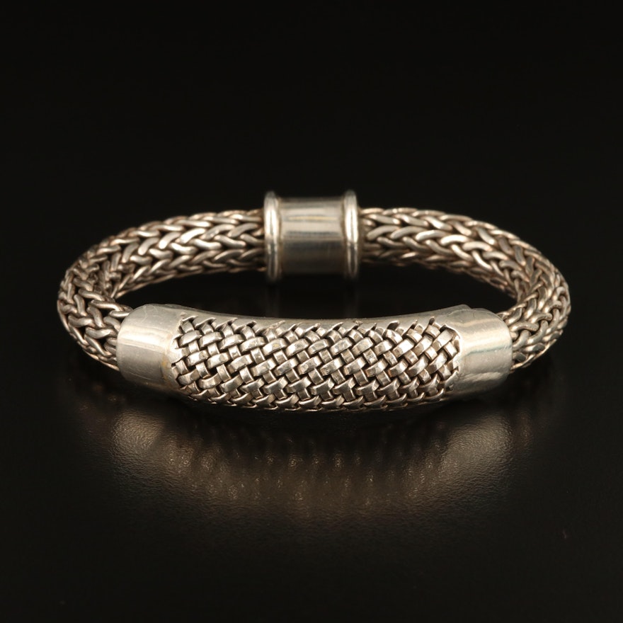 Sterling Basket Weave Wheat Bracelet