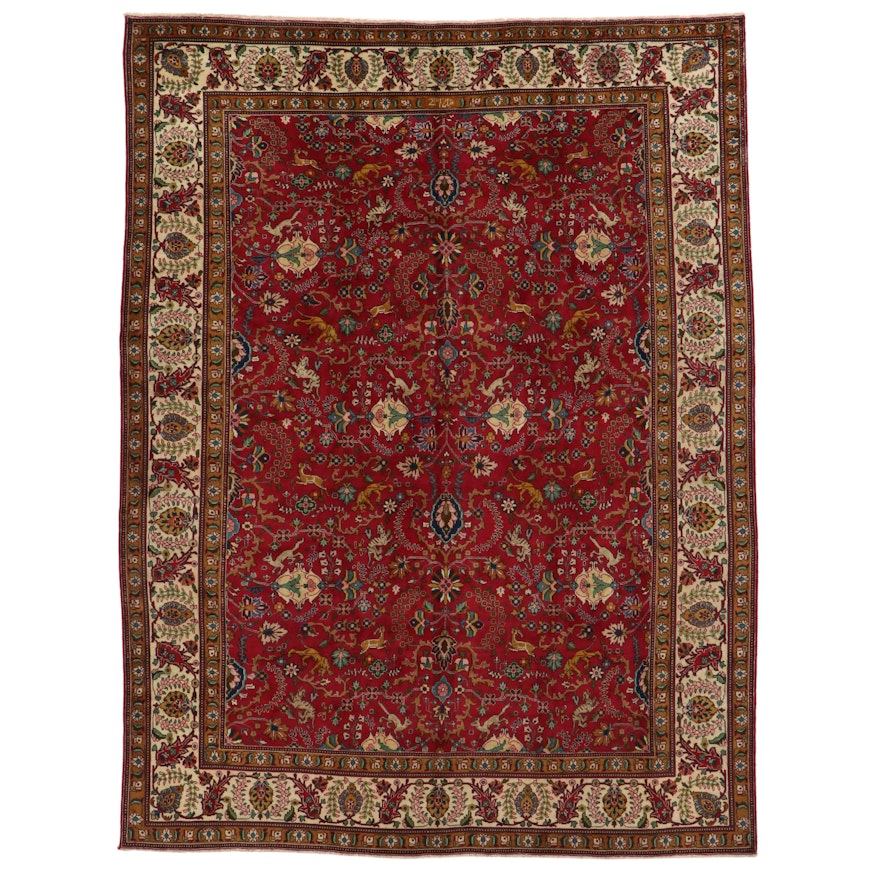 9'9 x 13'1 Hand-Knotted Indo-Persian Pictorial Room Sized Rug