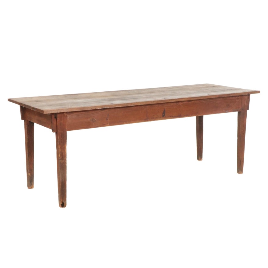 Pine Plank-Top Charleston Harvest Table, Early to Mid 20th Century