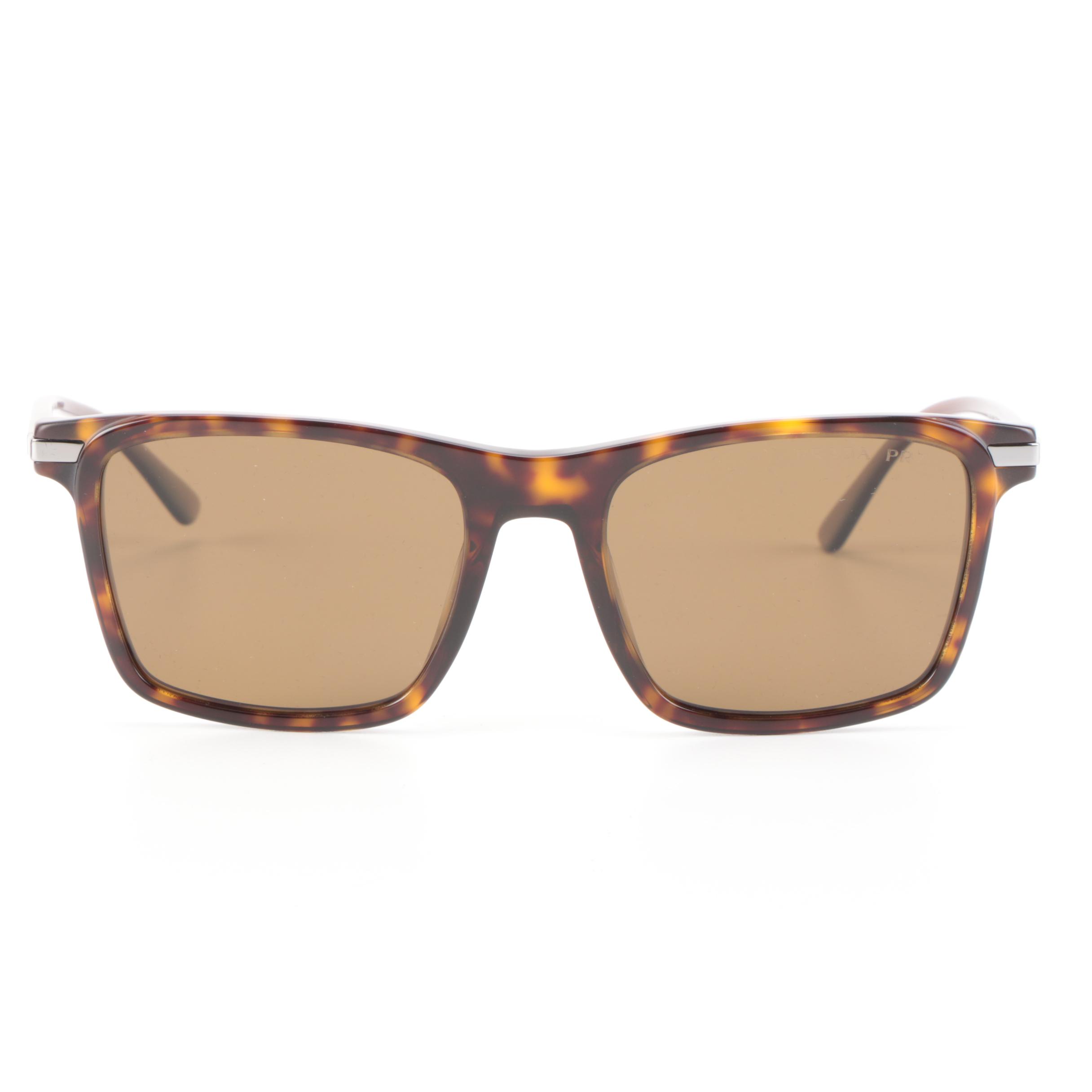 Prada SPR 19X Polarized Browline Sunglasses with Case and Box