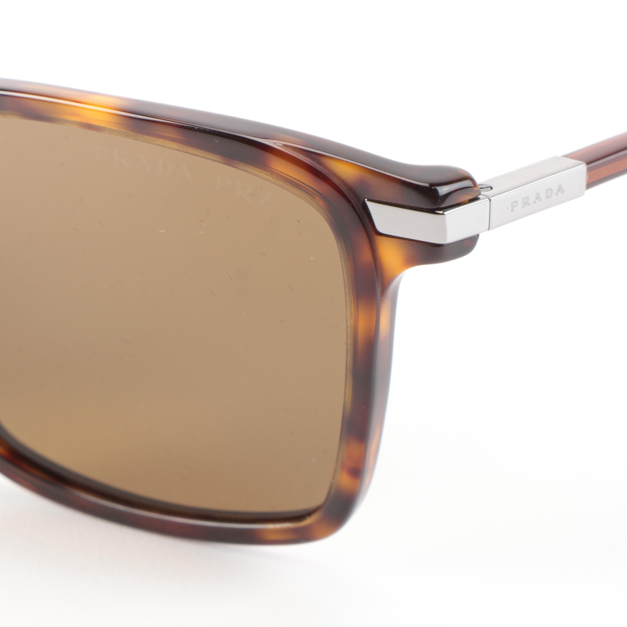 Prada SPR 19X Polarized Browline Sunglasses with Case and Box