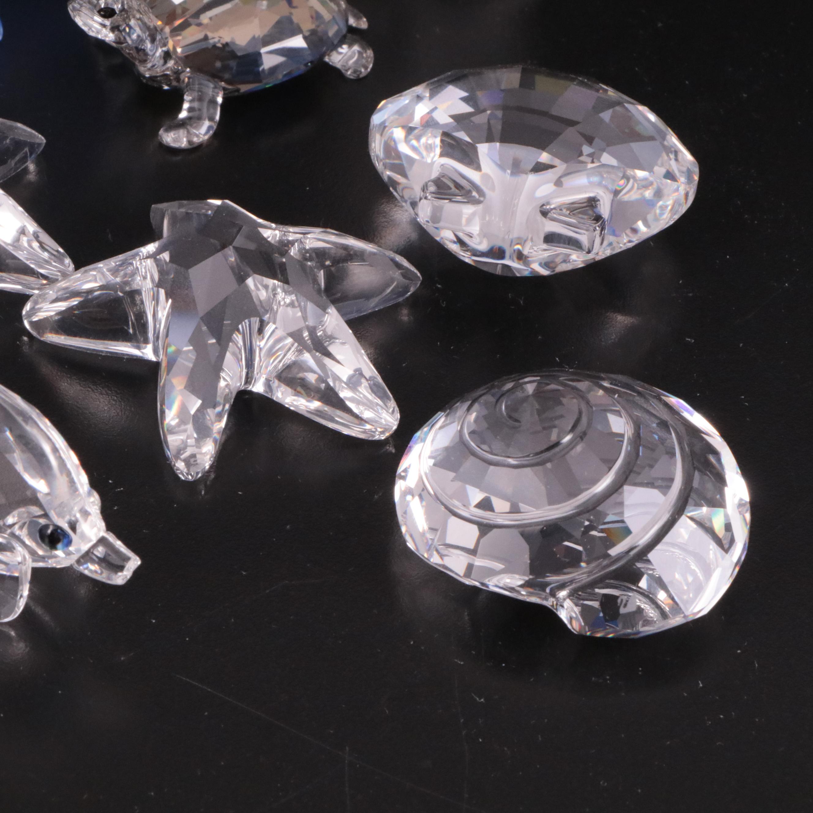 Swarovski "Siamese Fighting Fish" and Other Crystal Aquatic Animal Figurines