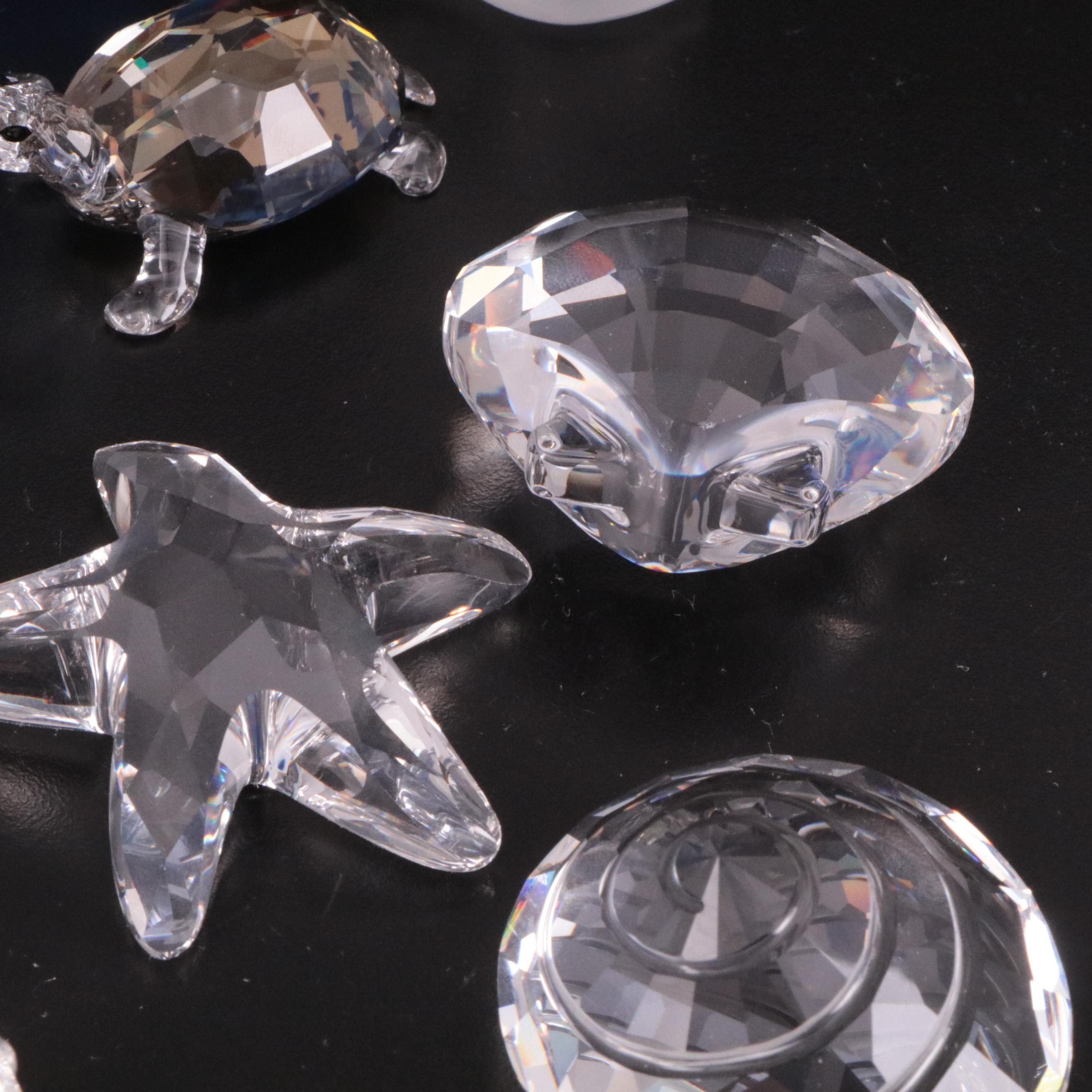 Swarovski "Siamese Fighting Fish" and Other Crystal Aquatic Animal Figurines