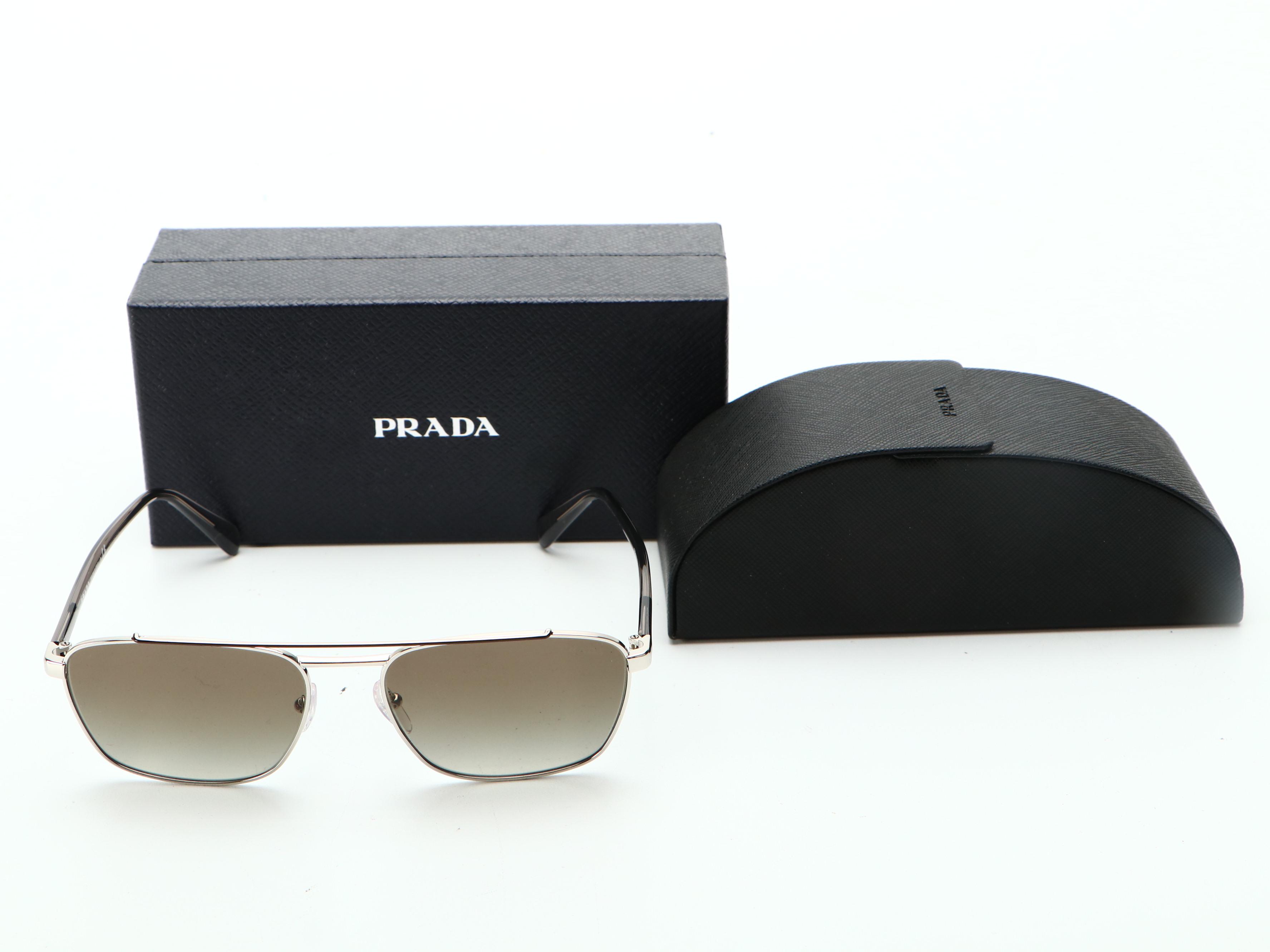 Prada PR61US Metal Frame Green Gradient Lens Sunglasses with Case and Box