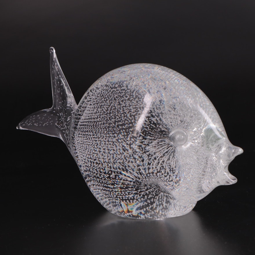 Licio Zanetti Controlled Bubble Murano Art Glass Fish Figurine