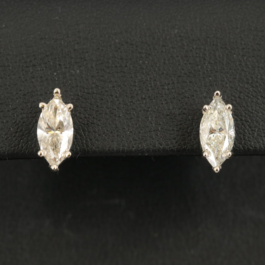 14K 2.69 CTW Diamond Marquise Stud Earrings