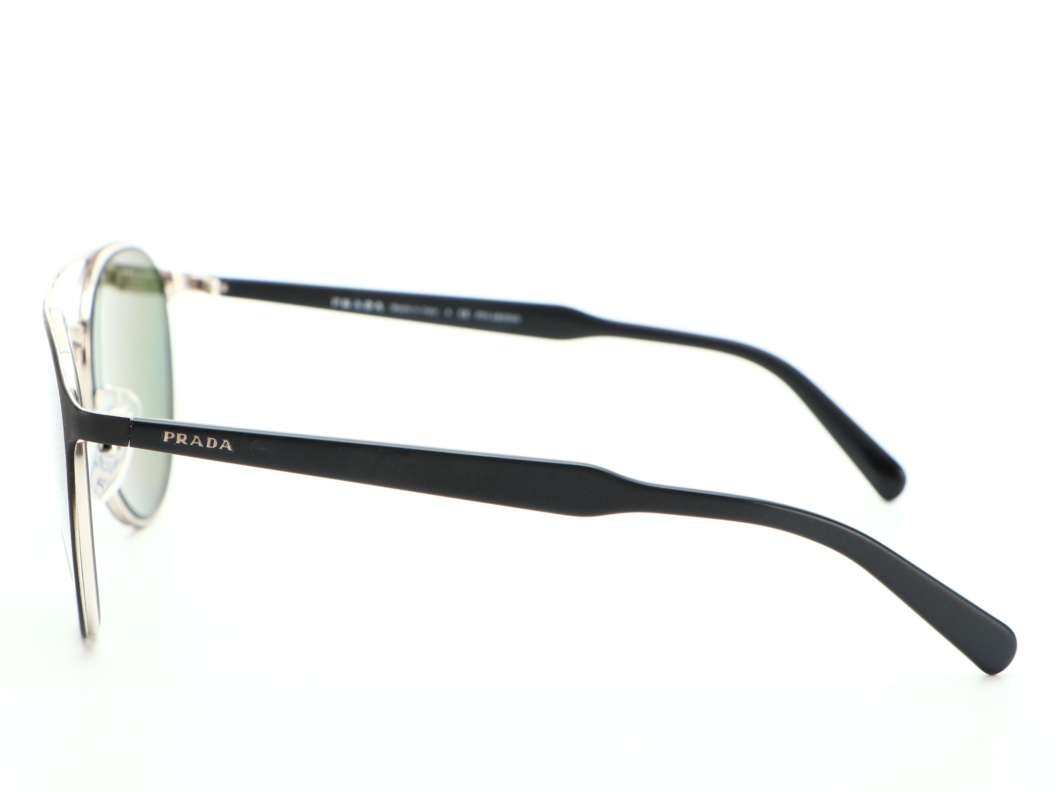 Prada SPR62T Matte Black Aviator PRZ Polarized Sunglasses with Box and Case