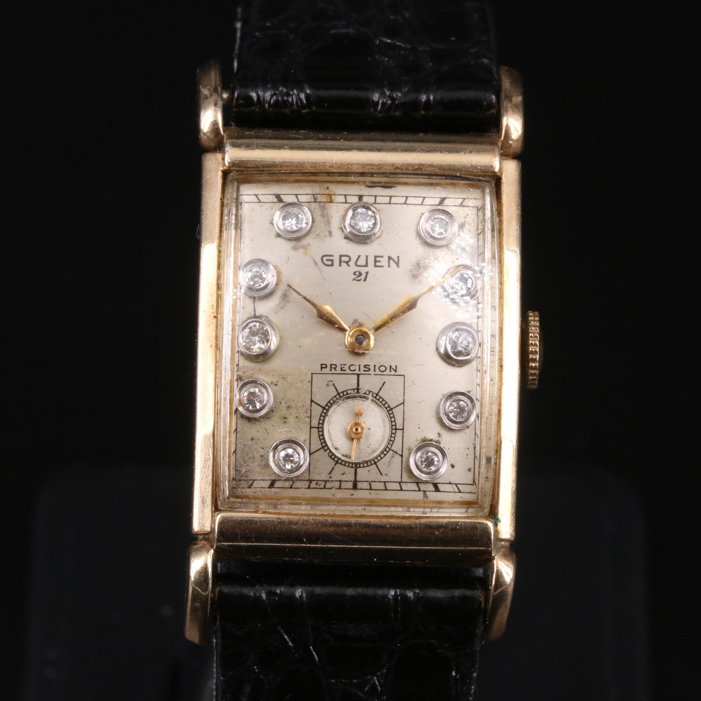1948 Gruen Precision Diamond Dial Watch