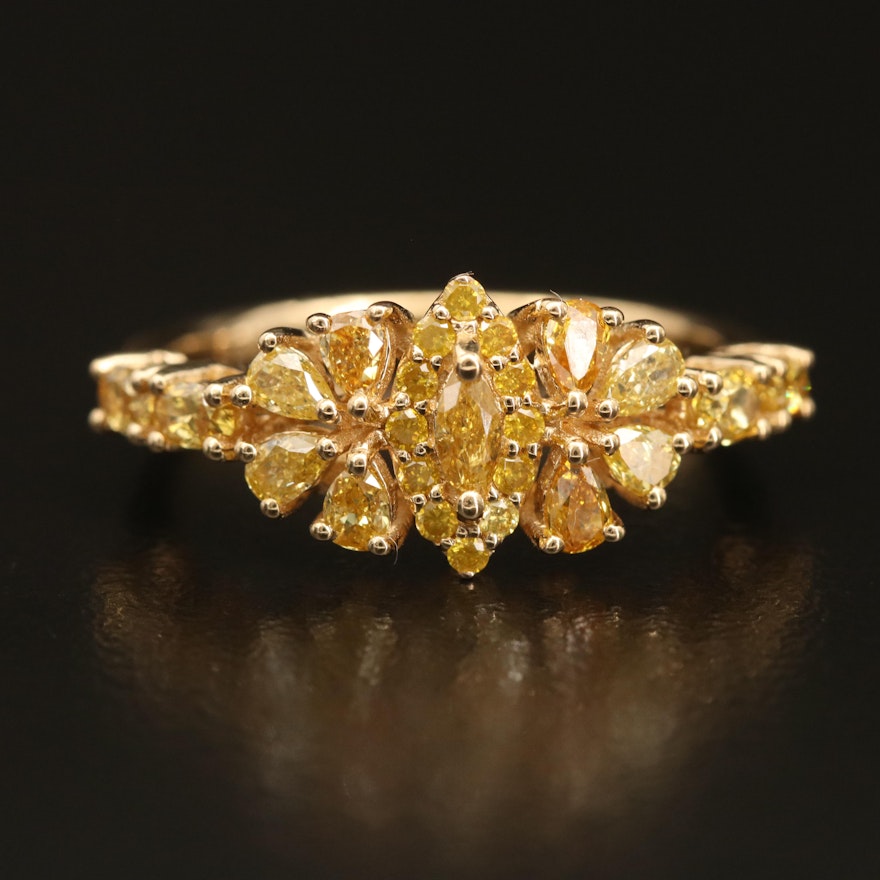 18K 1.06 CTW Diamond Cluster Ring