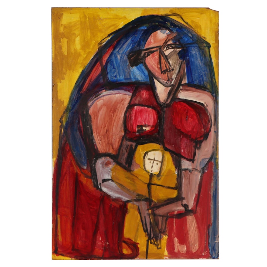 Bernice Fisher Abstract Figure Oil Painting