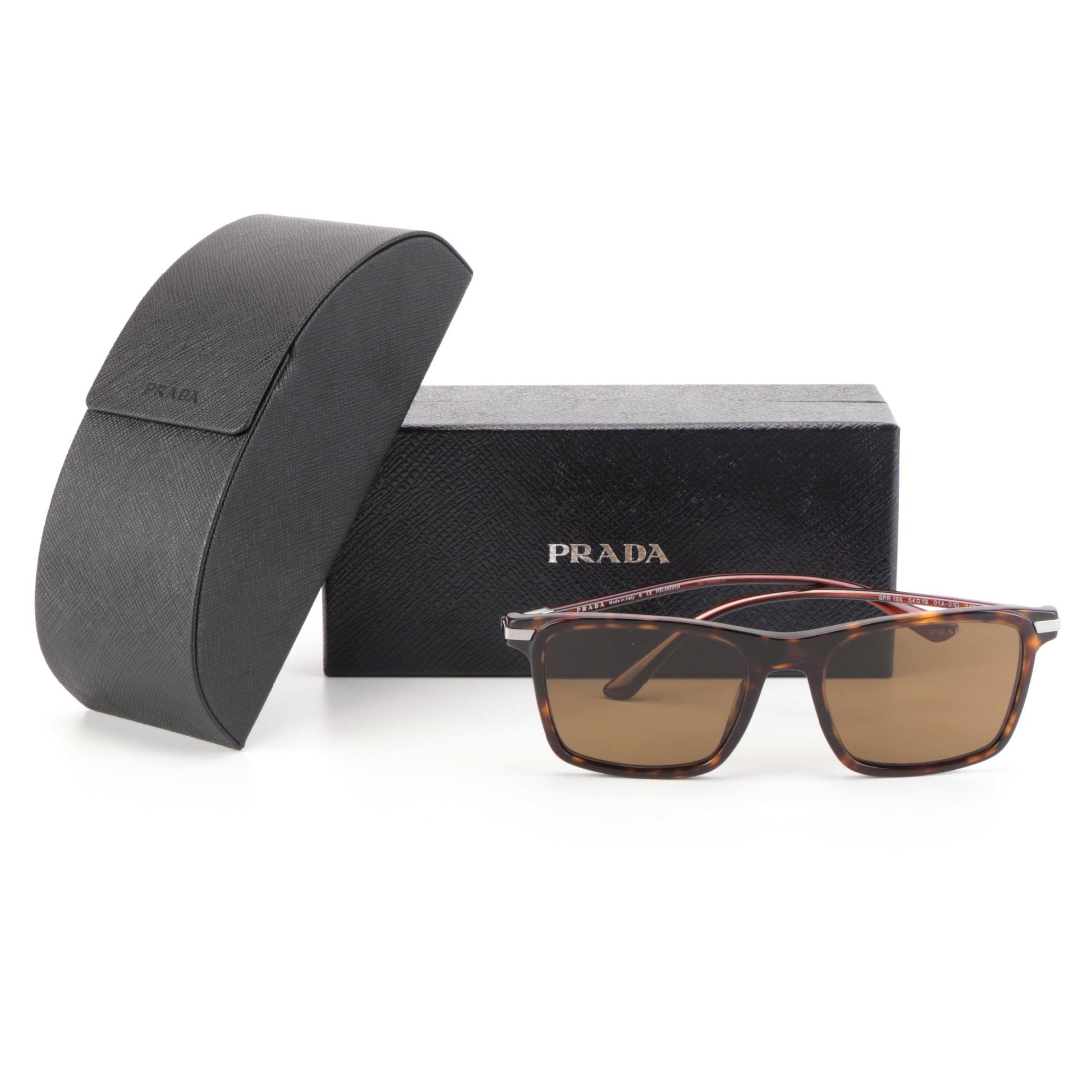 Prada SPR 19X Polarized Browline Sunglasses with Case and Box