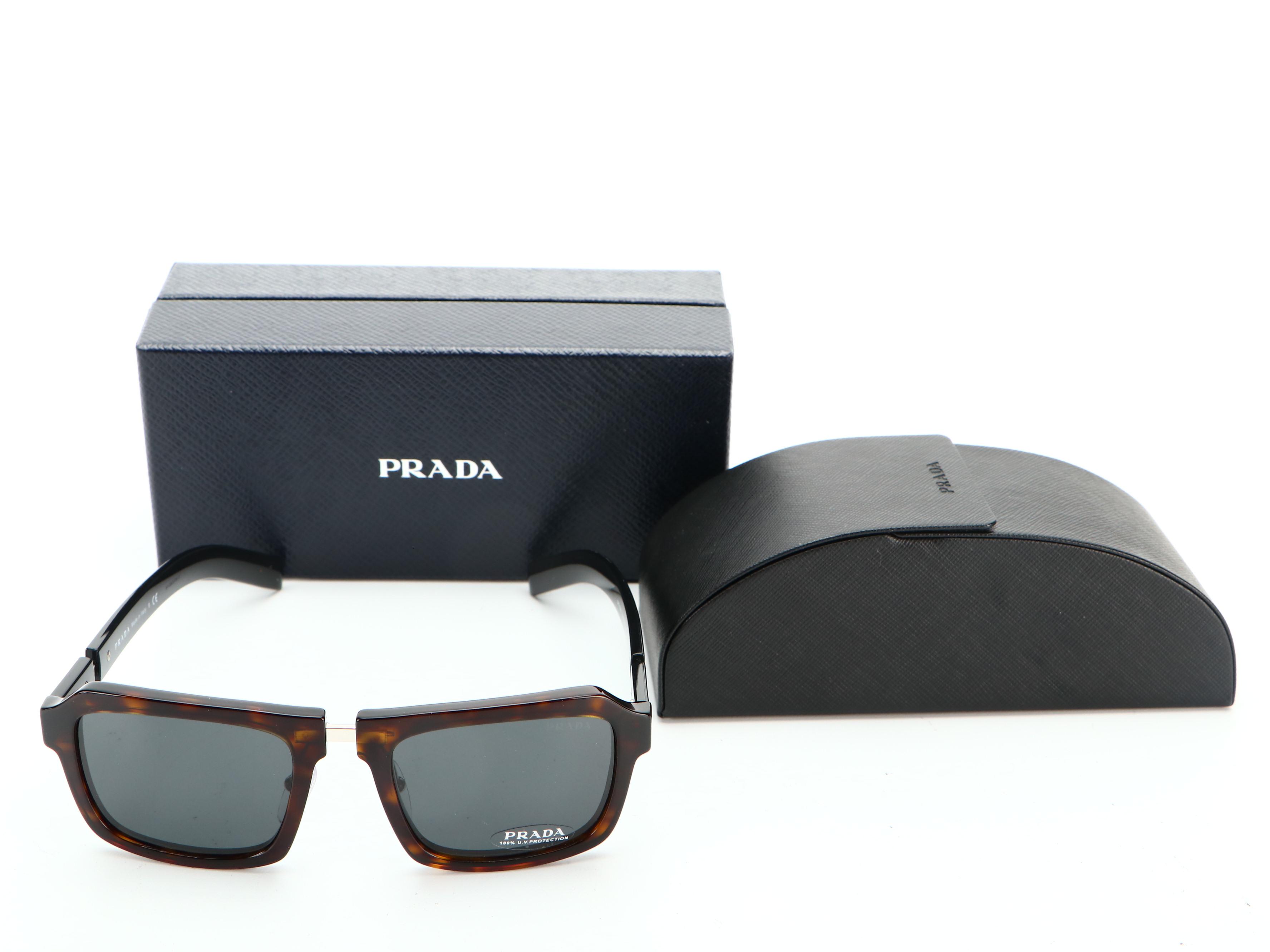 Prada SPR09X Horn-Rimmed Sunglasses with Case and Box