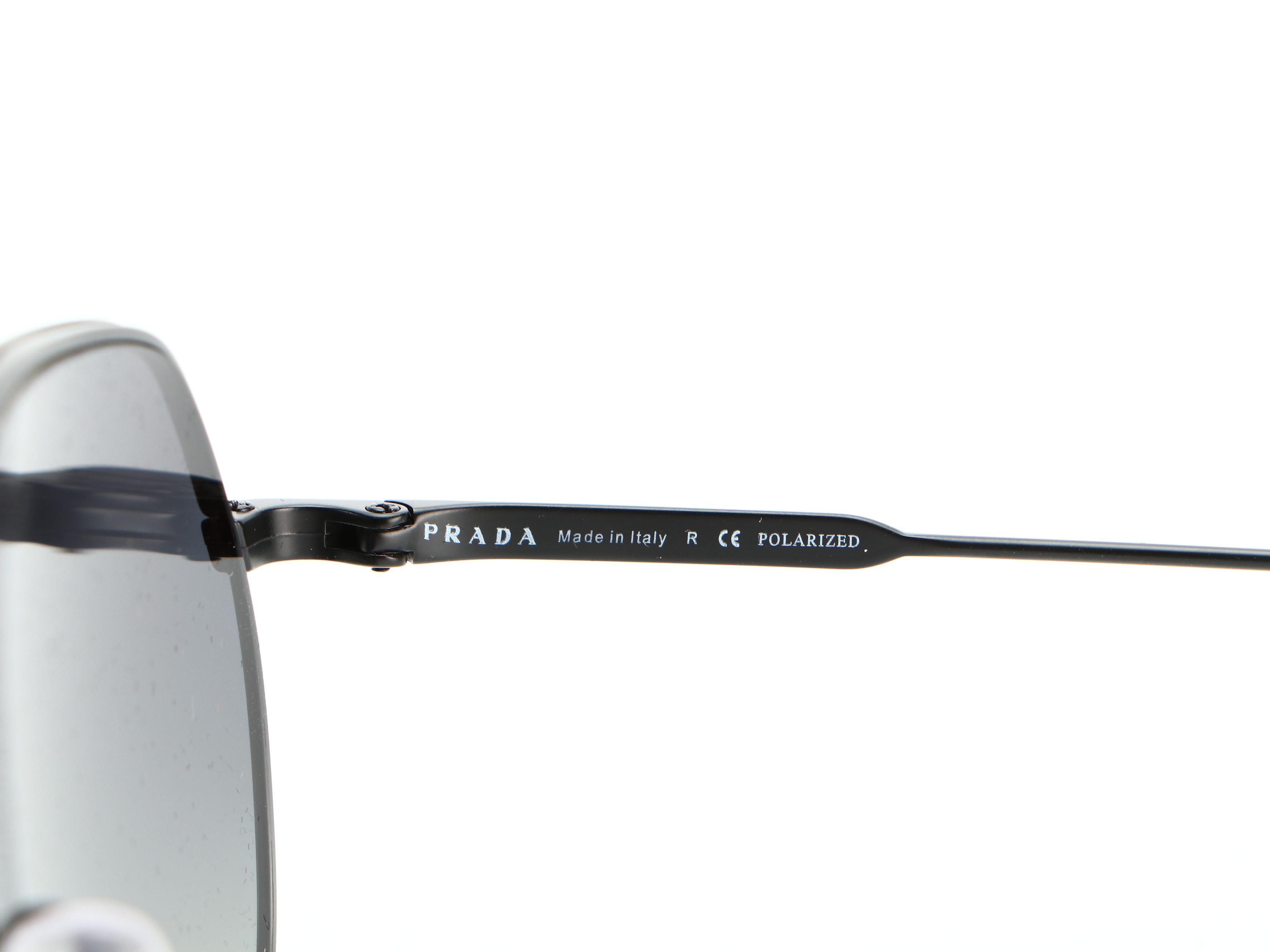 Prada SPR 55U Polarized Aviator Sunglasses in Black with Case and Box