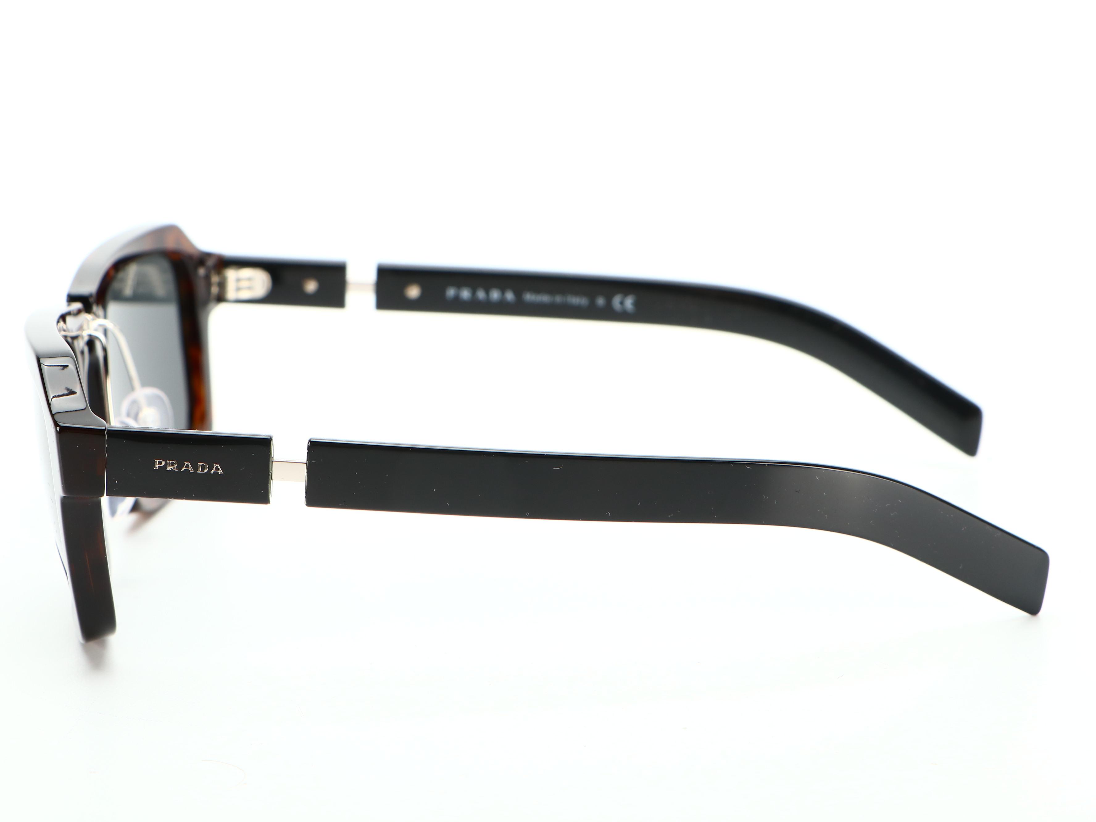 Prada SPR 09X Rectanglar Sunglasses in Tortoise and Black with Case and Box