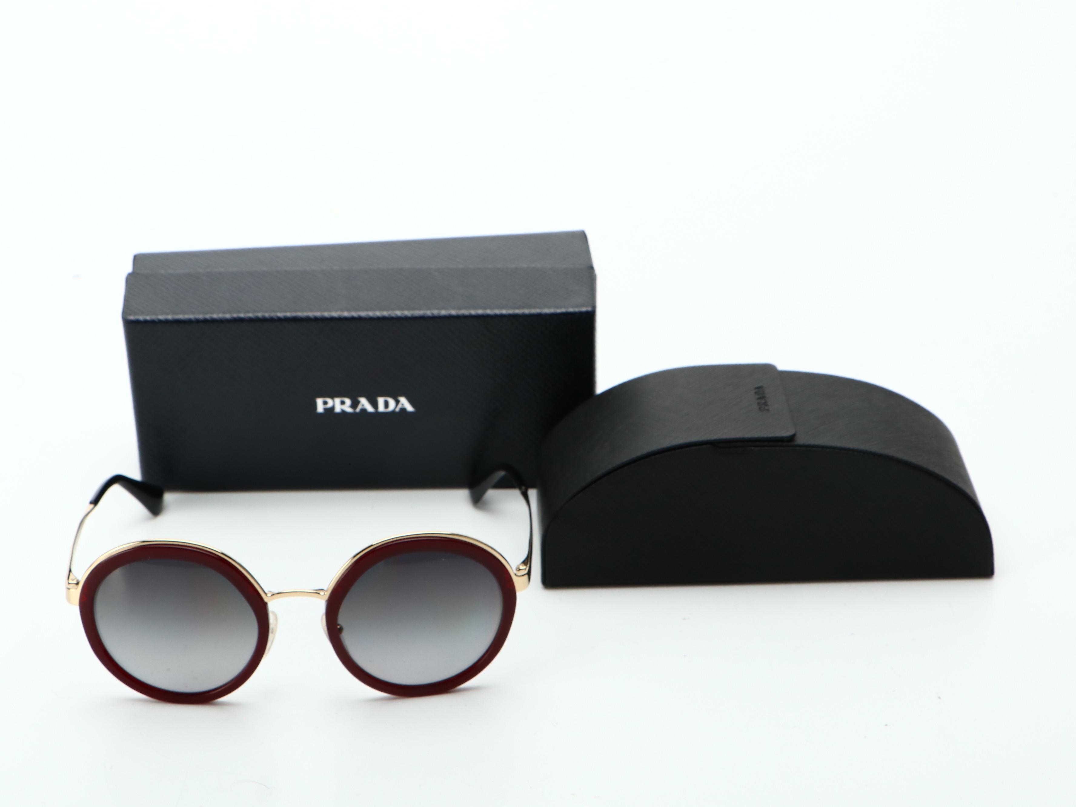 Prada SPR50T Polarized Round Sunglasses with Case and Box