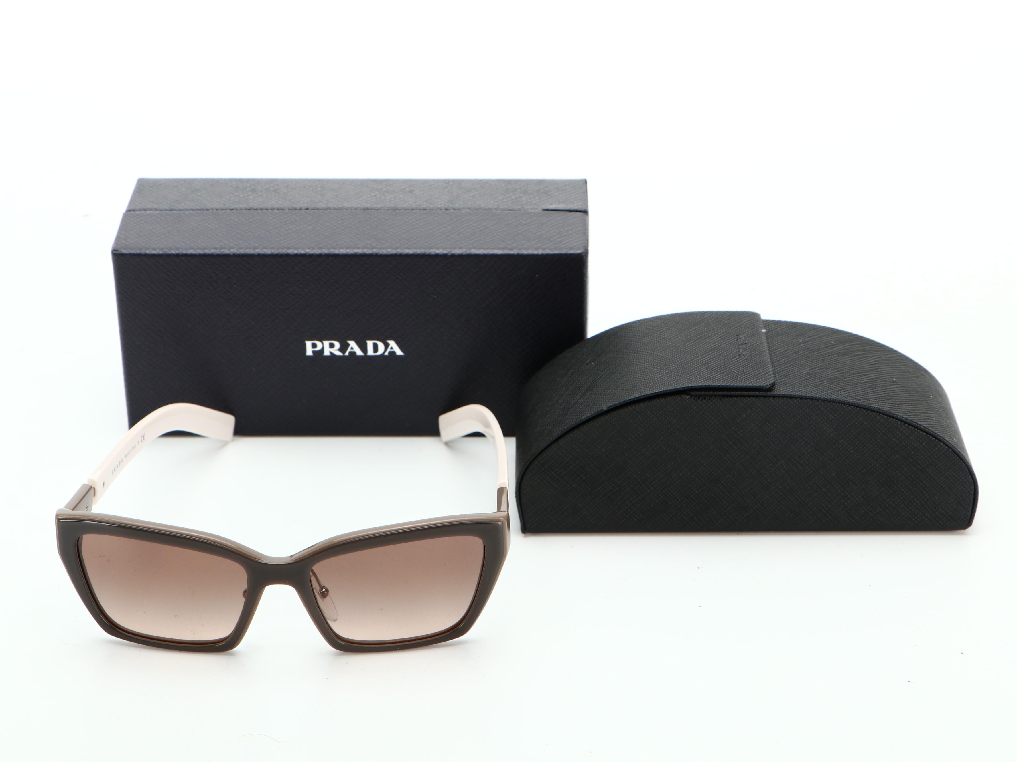 Prada SPR14X Squared Sunglasses in Taupe with Case