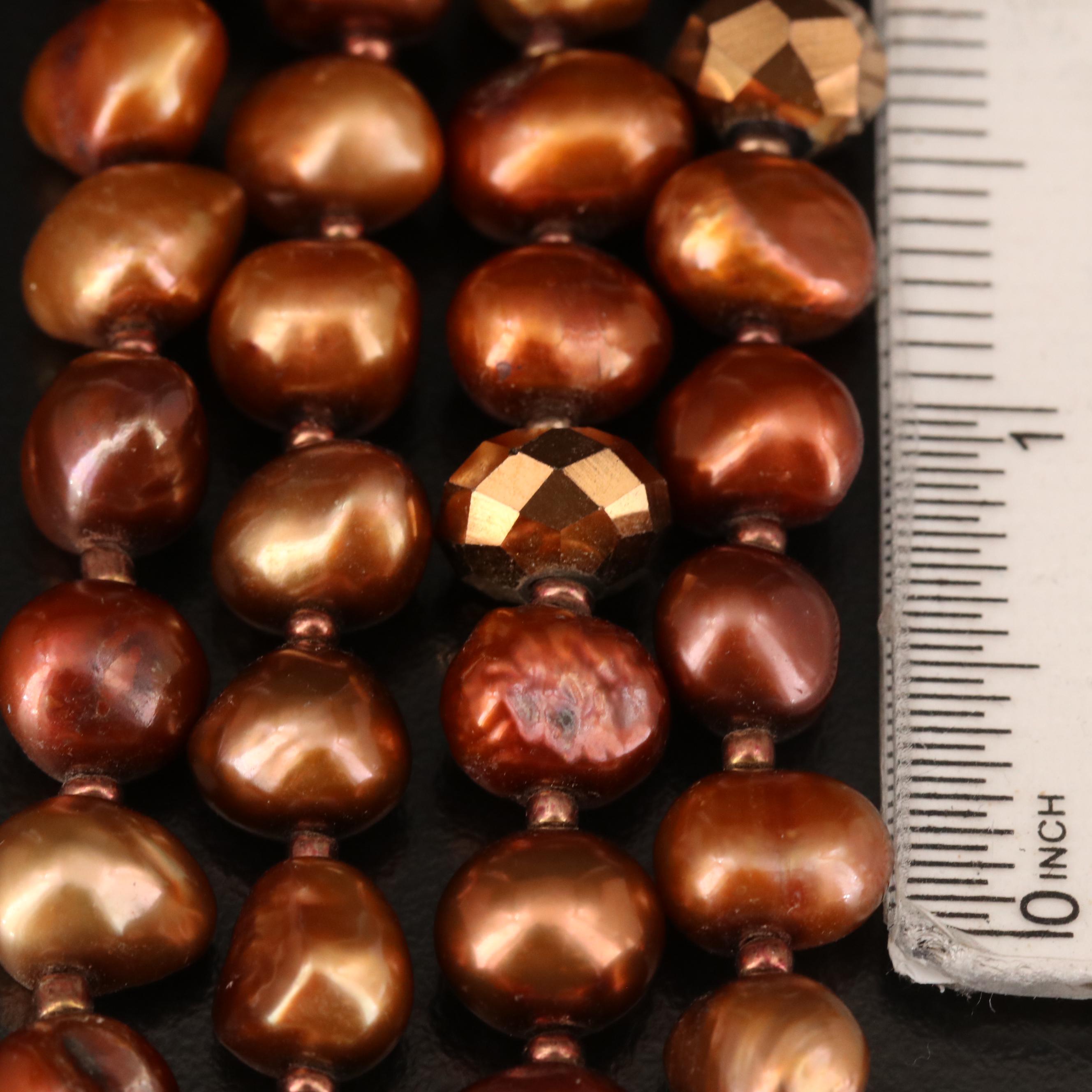 Pearl Necklace with Faceted Glass Accents