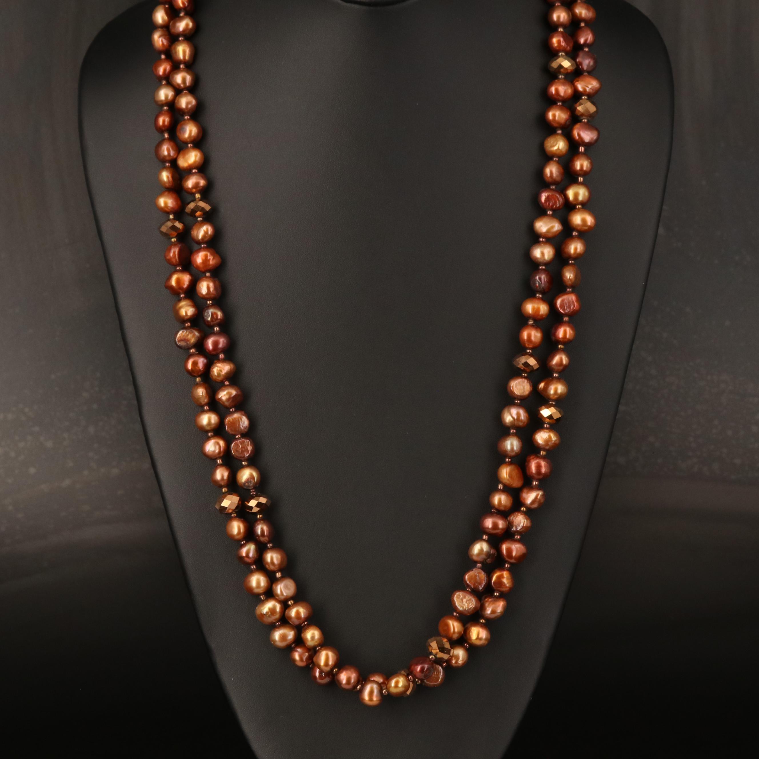 Pearl Necklace with Faceted Glass Accents