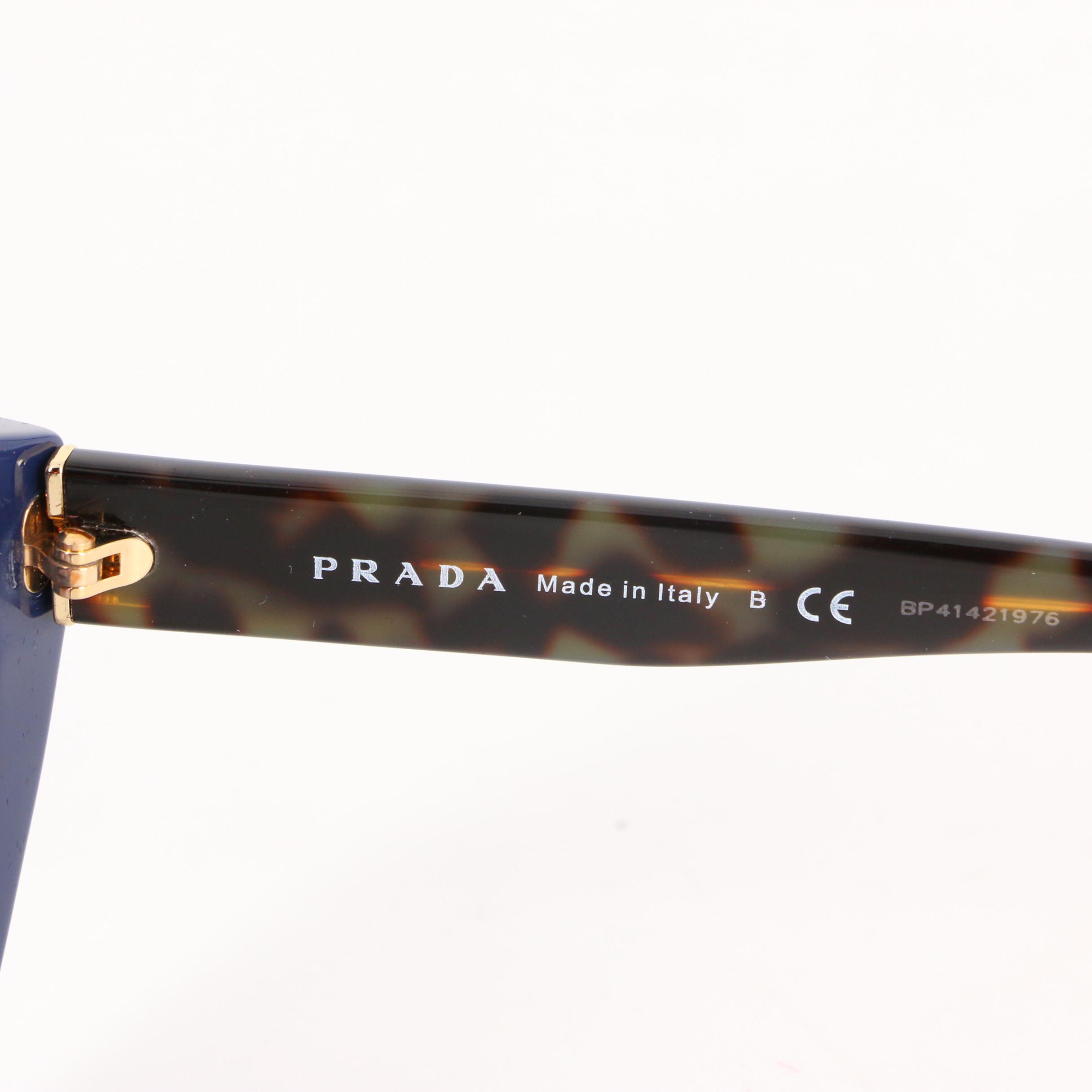 Prada SPR16X-F Blue Modified Cat Eye Sunglasses with Case and Box